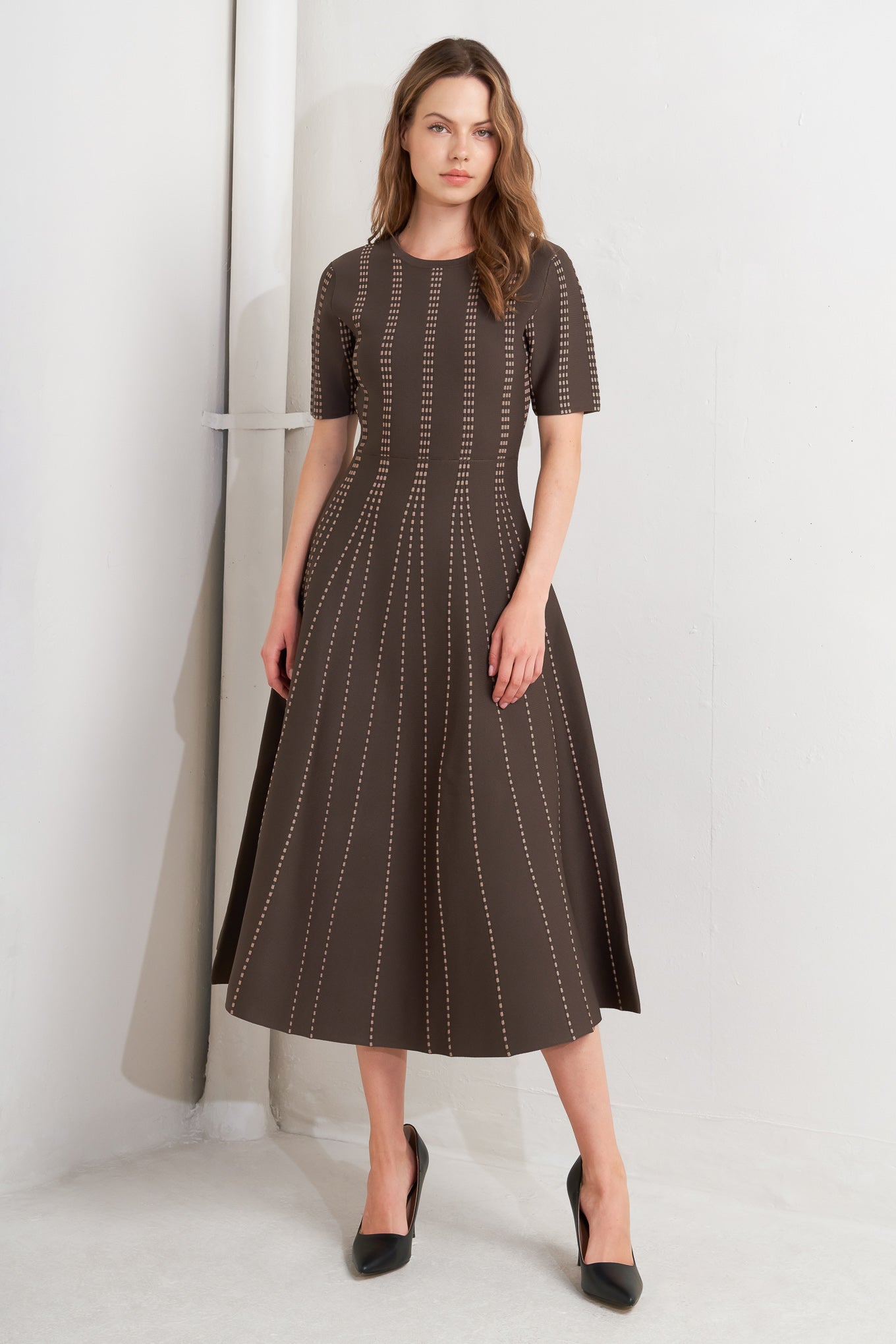 Dot Dance Sweater Knit Midi Dress
