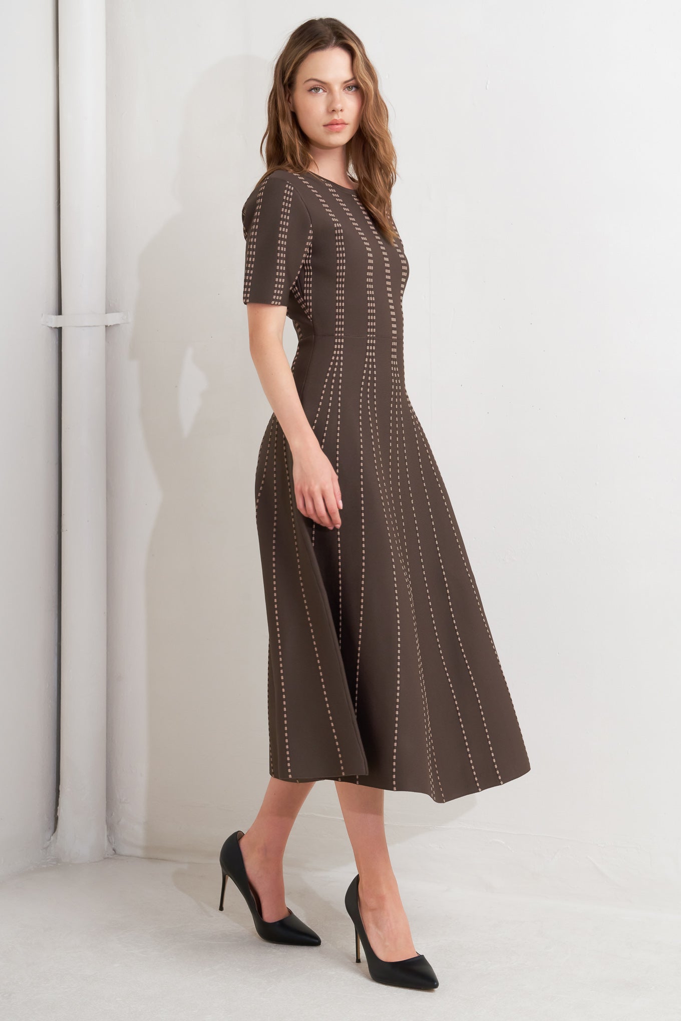 Dot Dance Sweater Knit Midi Dress