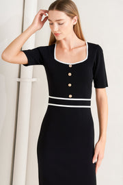 Elegant Frame Sweater Knit Midi Dress