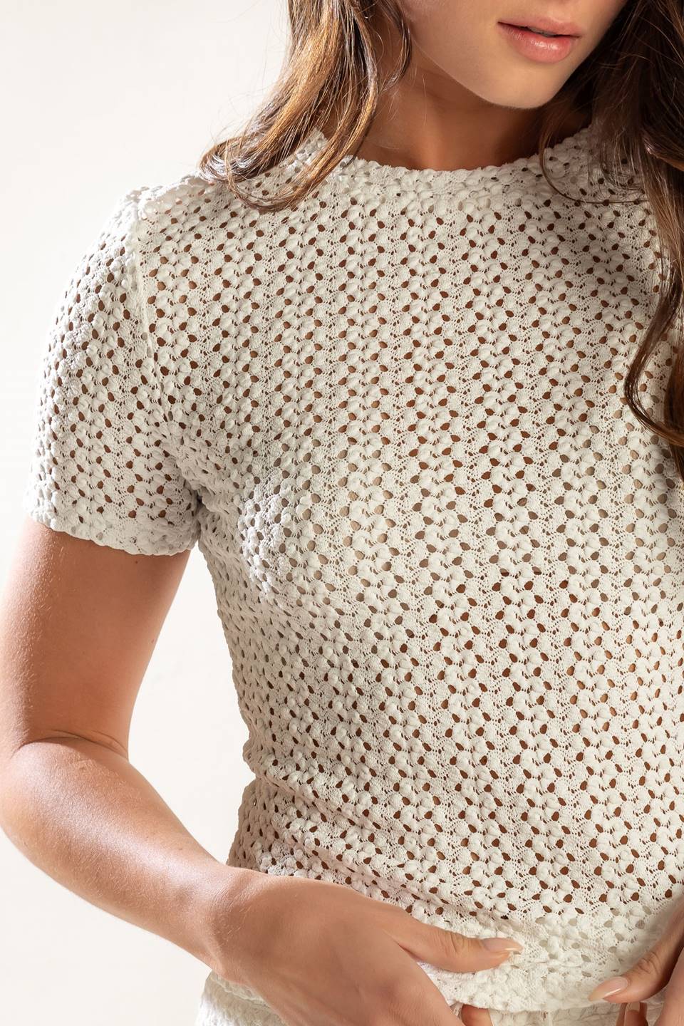Presence Of Love Semi Sheer Knit Top