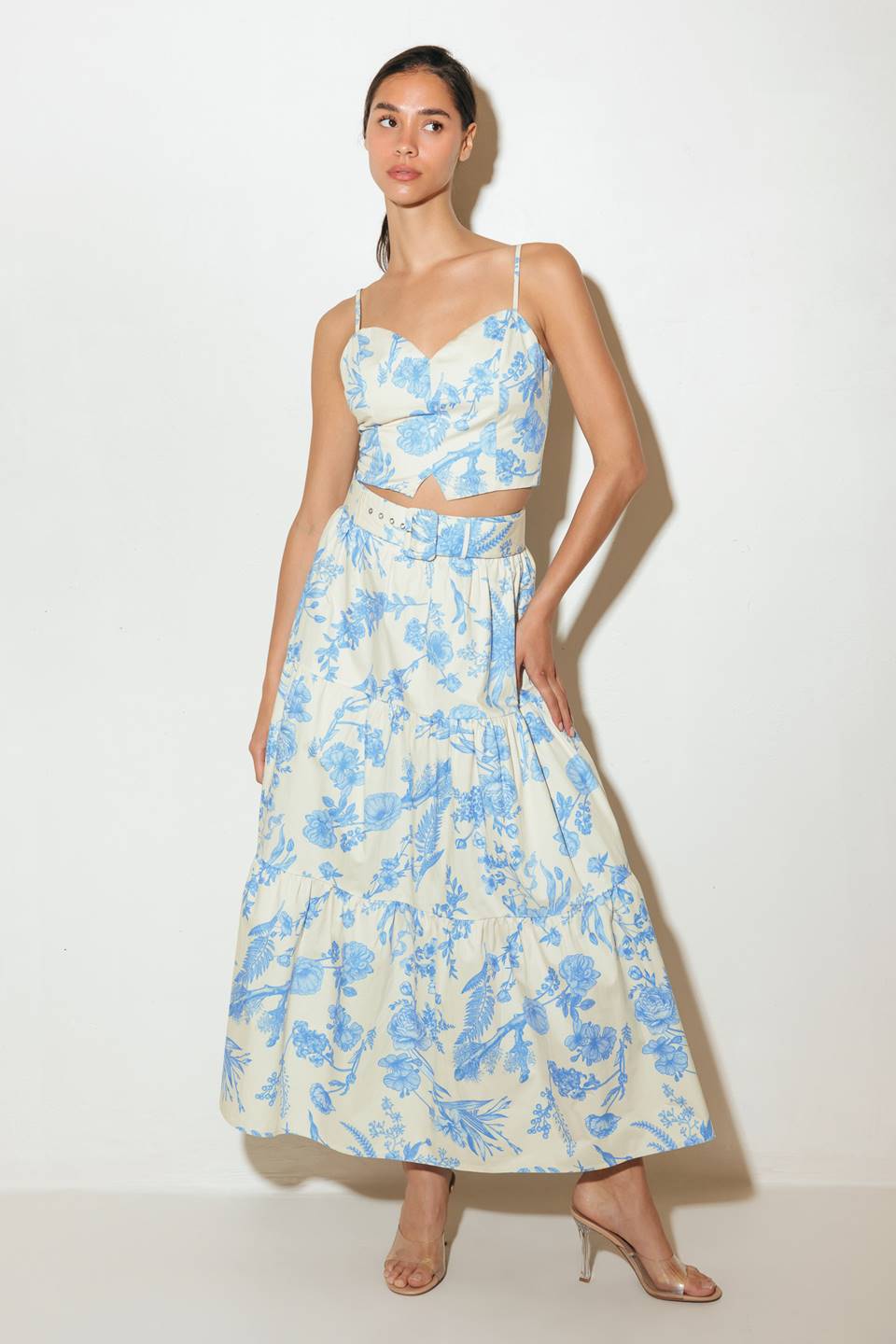 Urban Charm Woven Cami Top And Skirt Set