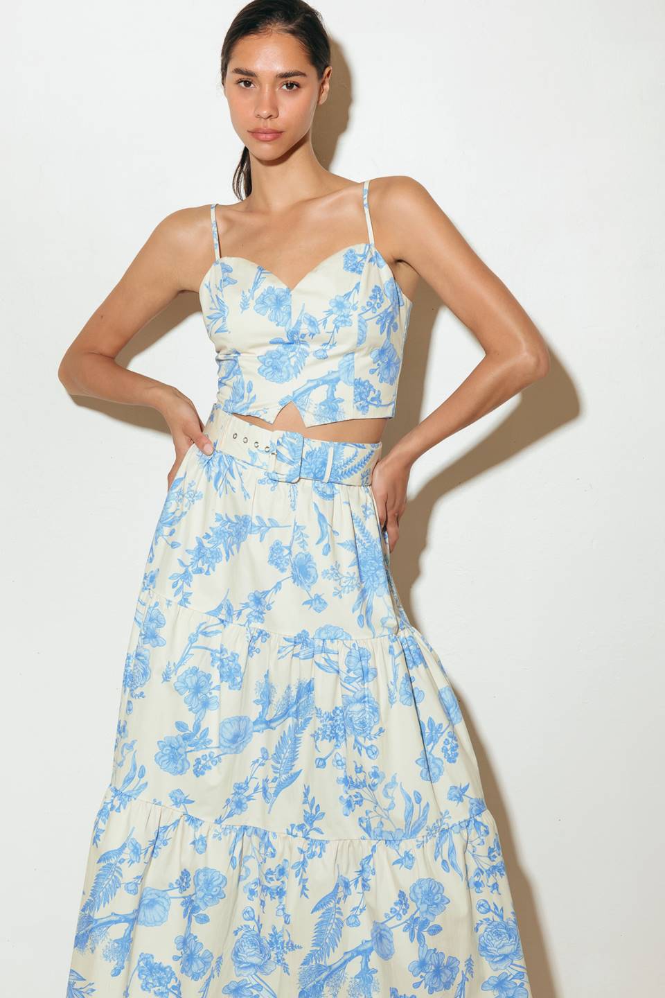 Urban Charm Woven Cami Top And Skirt Set