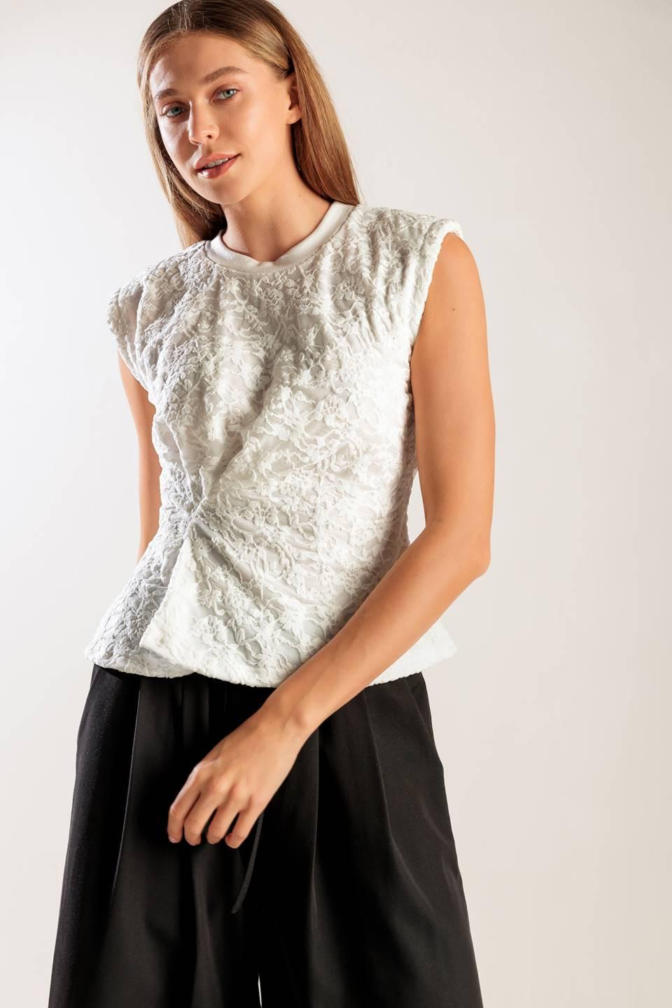 Hidden Smiles White Woven Lace Top
