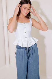 In This Moment White Woven Top