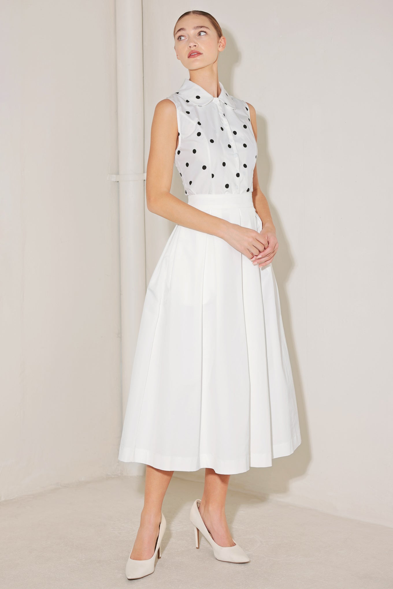 Café Noir Polka Woven Top