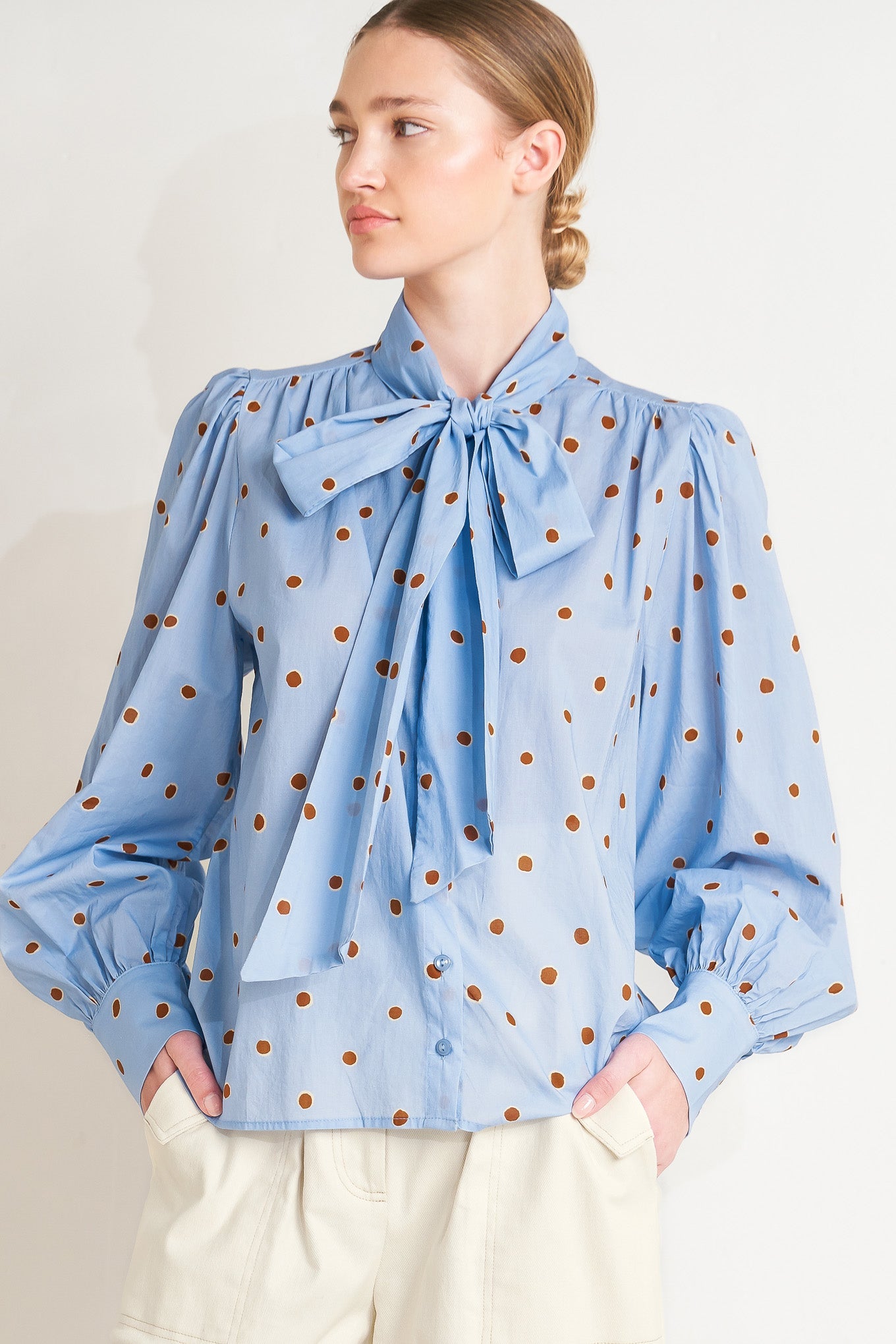 The Polka Power Move Woven Top