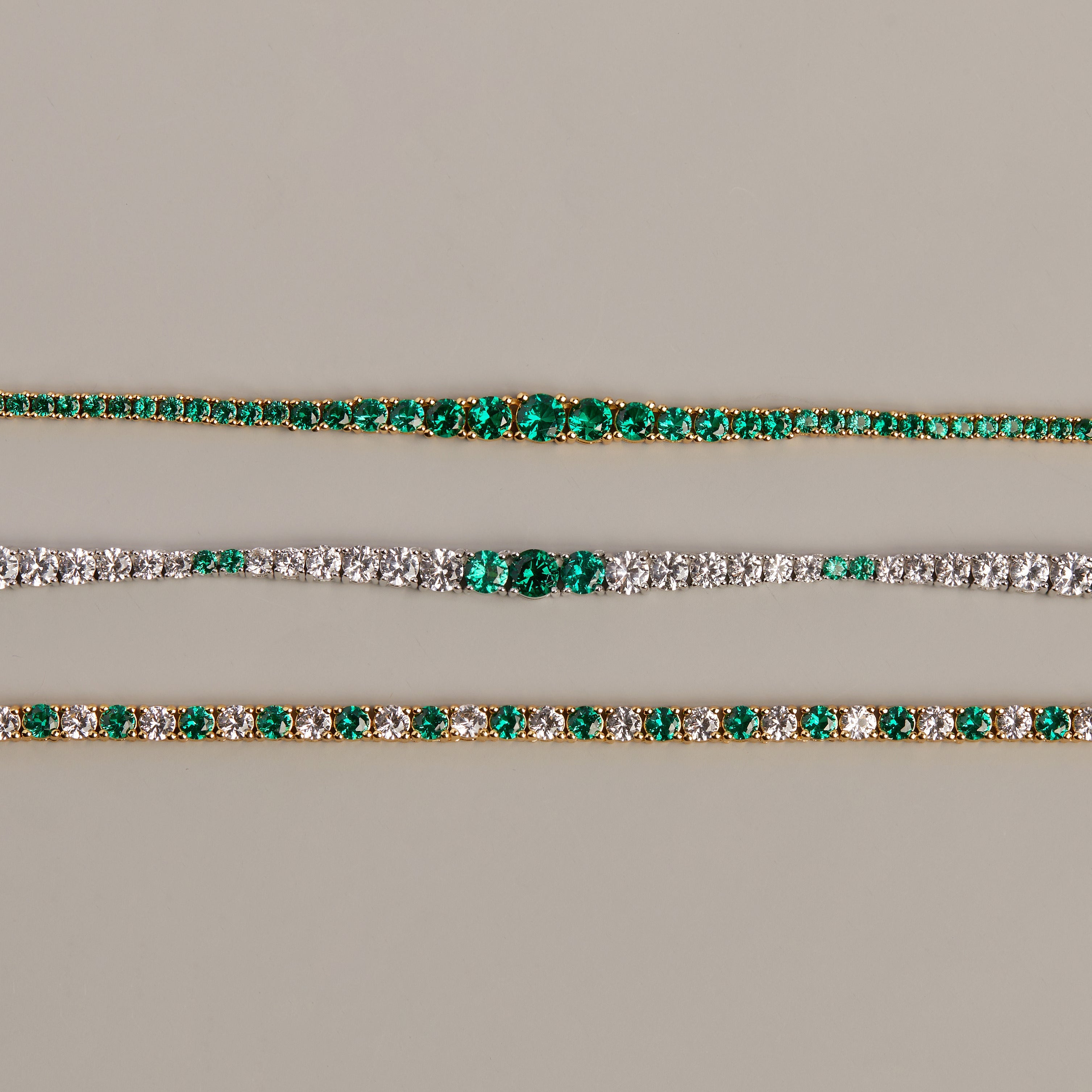 Lab Grown Green Emerald Modern Graduated Tennis Necklace