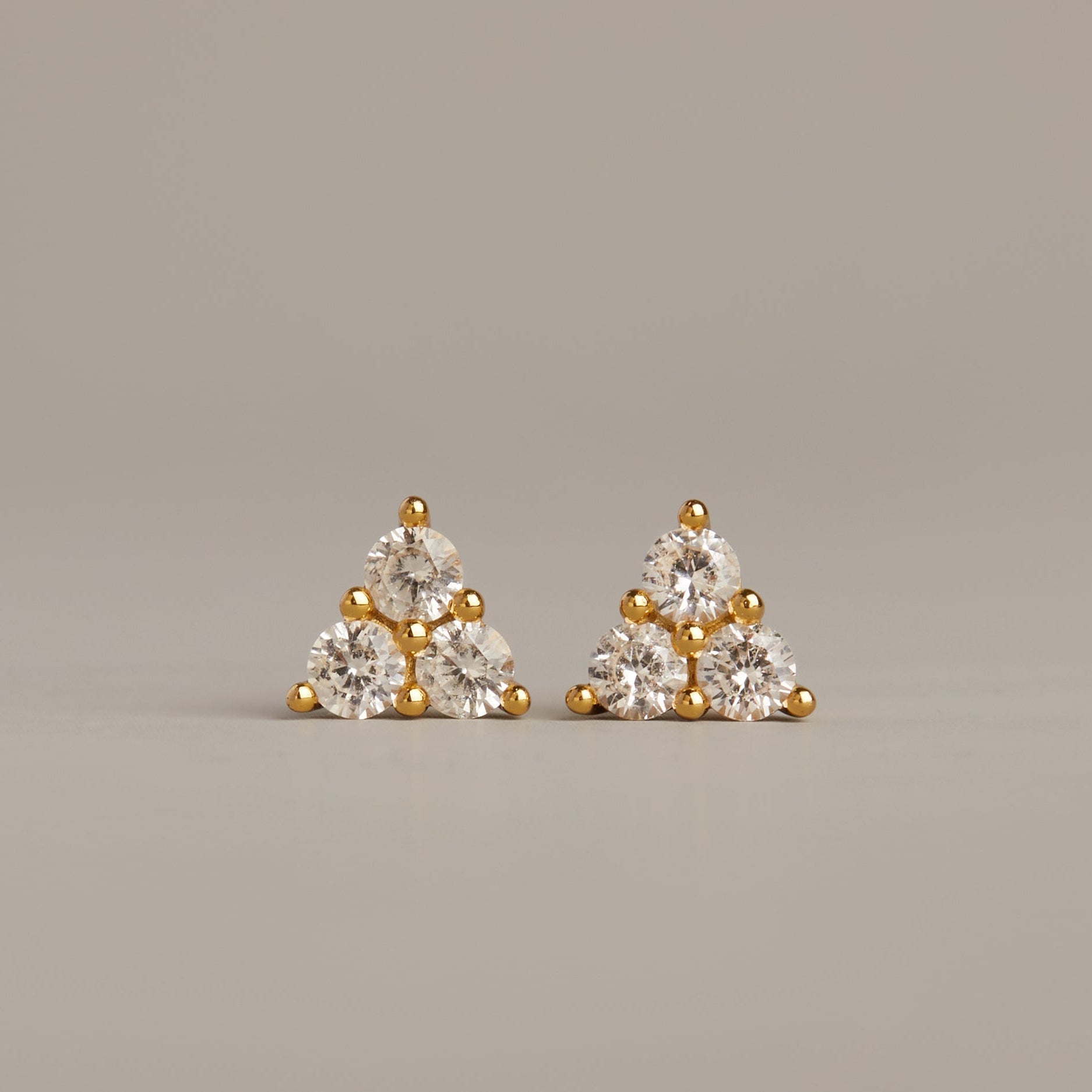 Lab Grown White Sapphire Trinity Stud Earrings