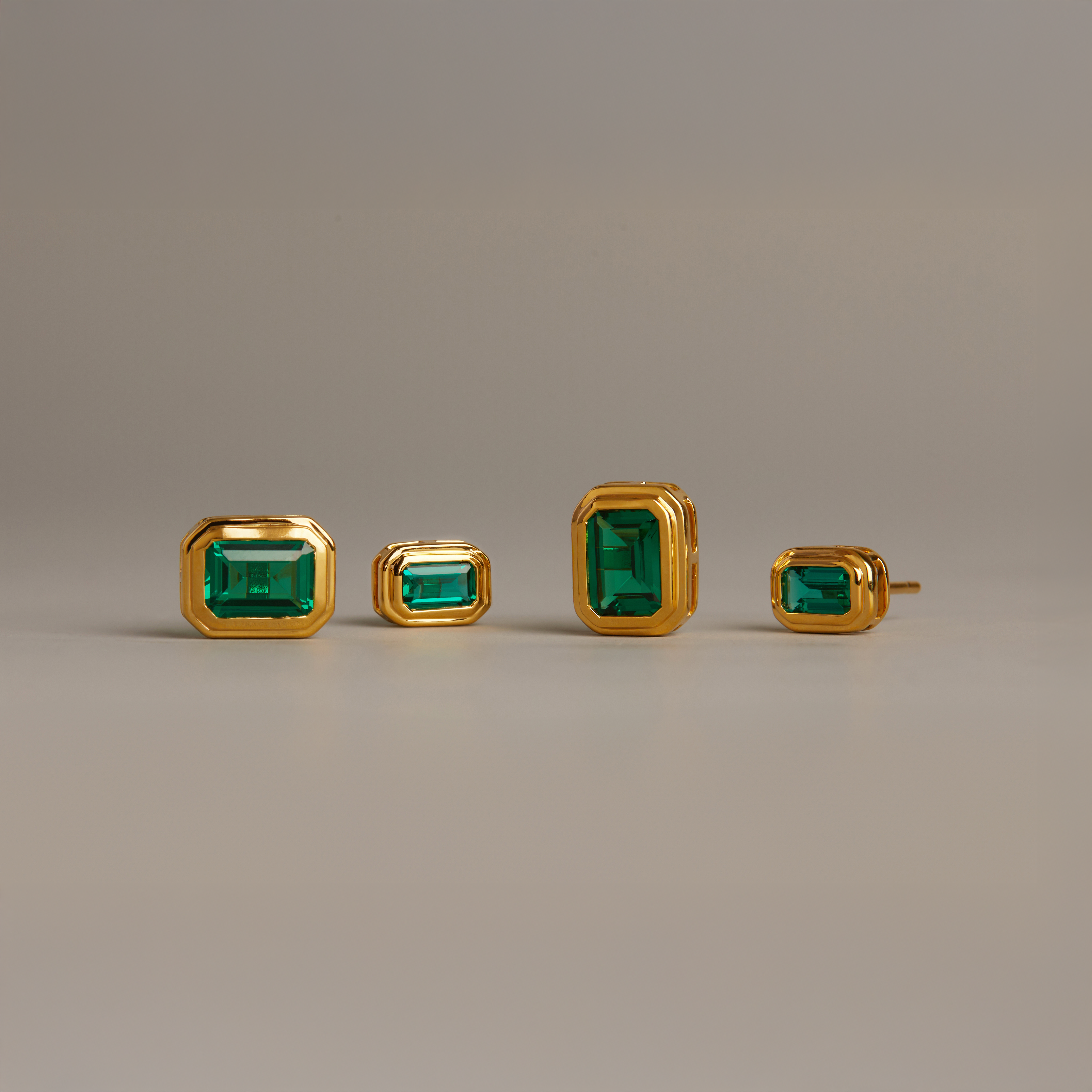 Mini Lab Grown Emerald Heirloom Stud Earrings