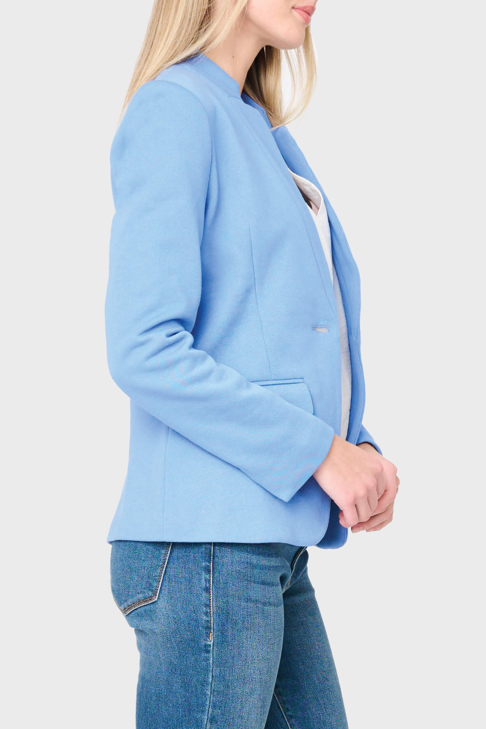 Notch Collar Blazer In Bright Blue