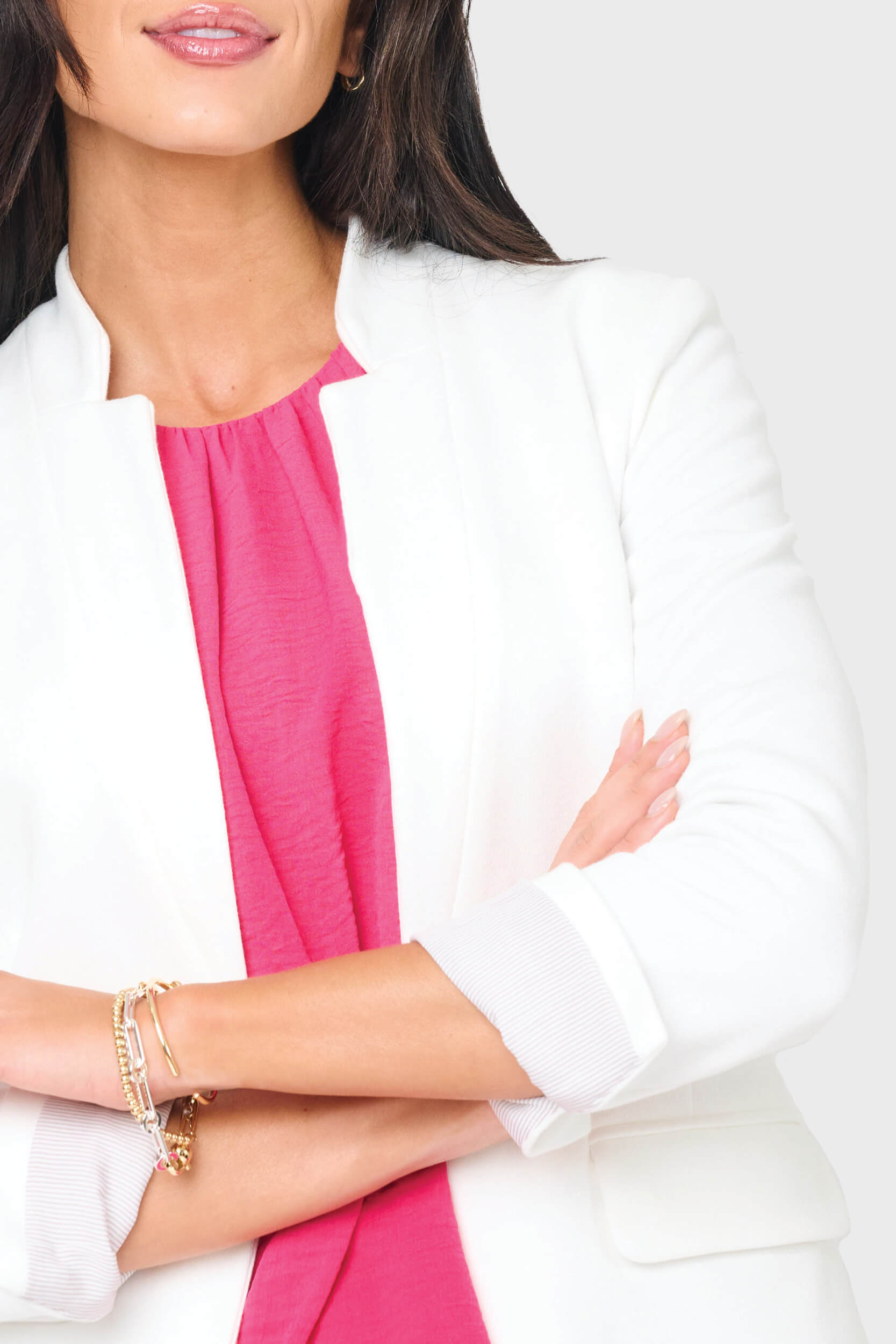Notch Collar Blazer In White