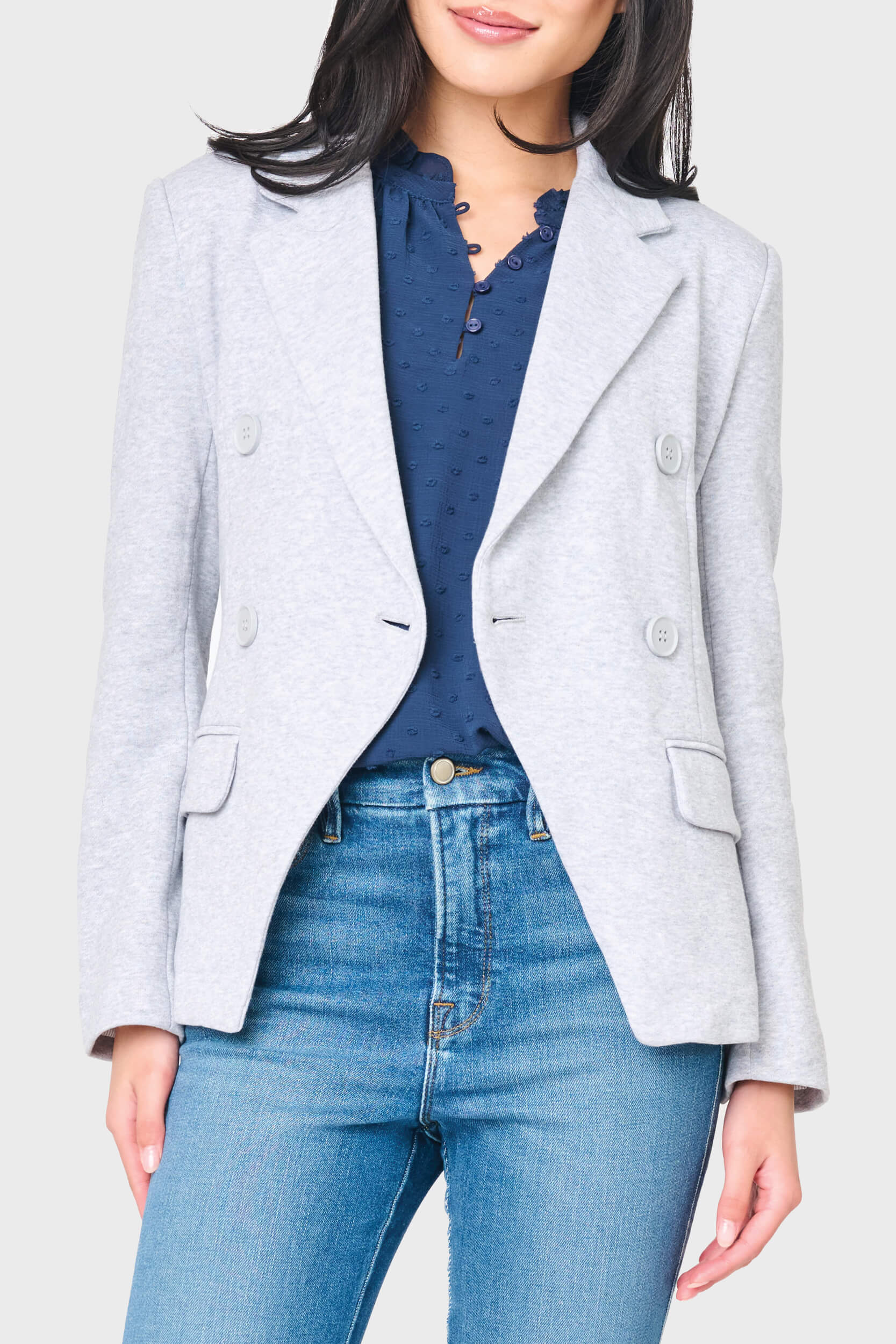 Double Breasted Blazer In Heather Grey