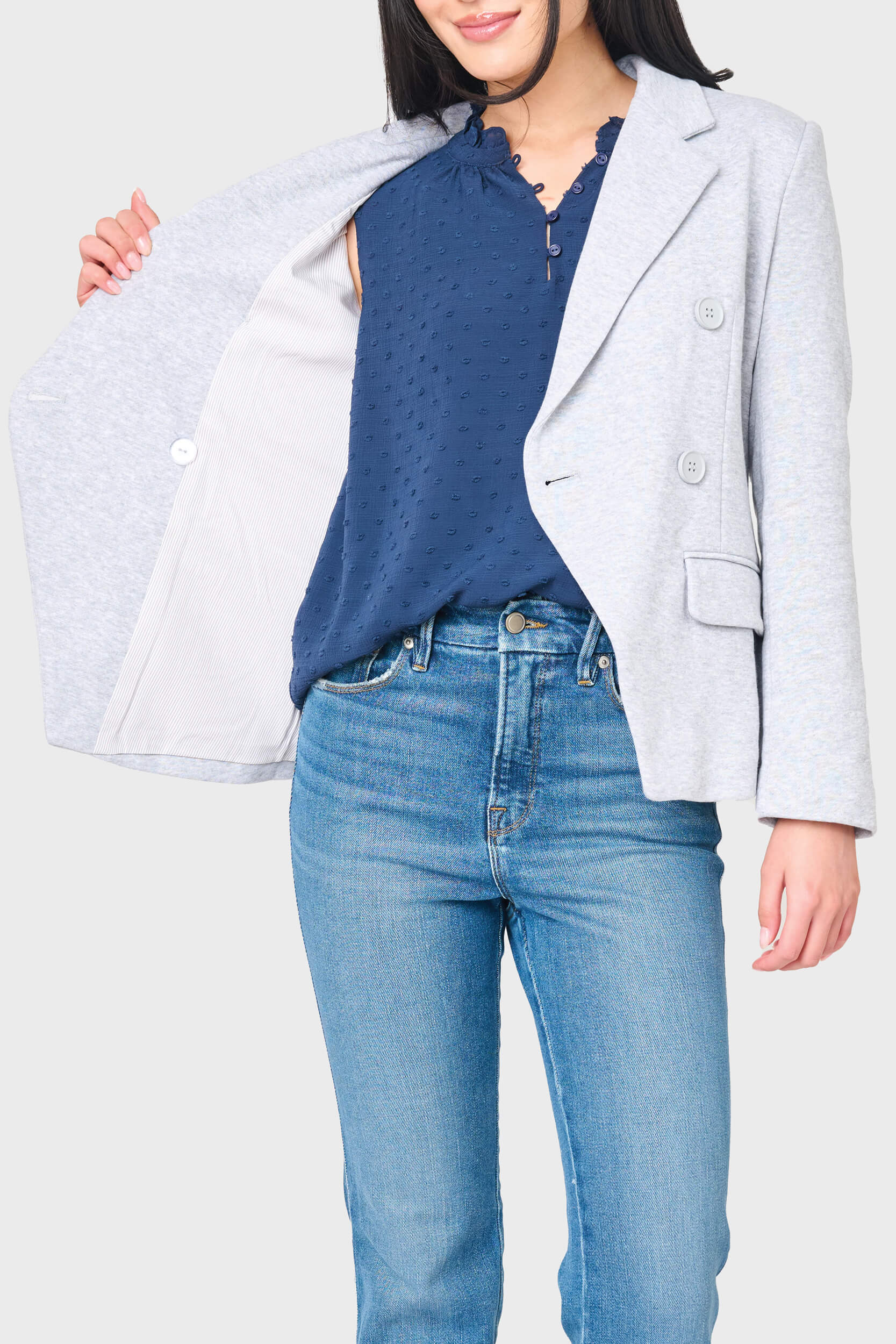 Double Breasted Blazer In Heather Grey