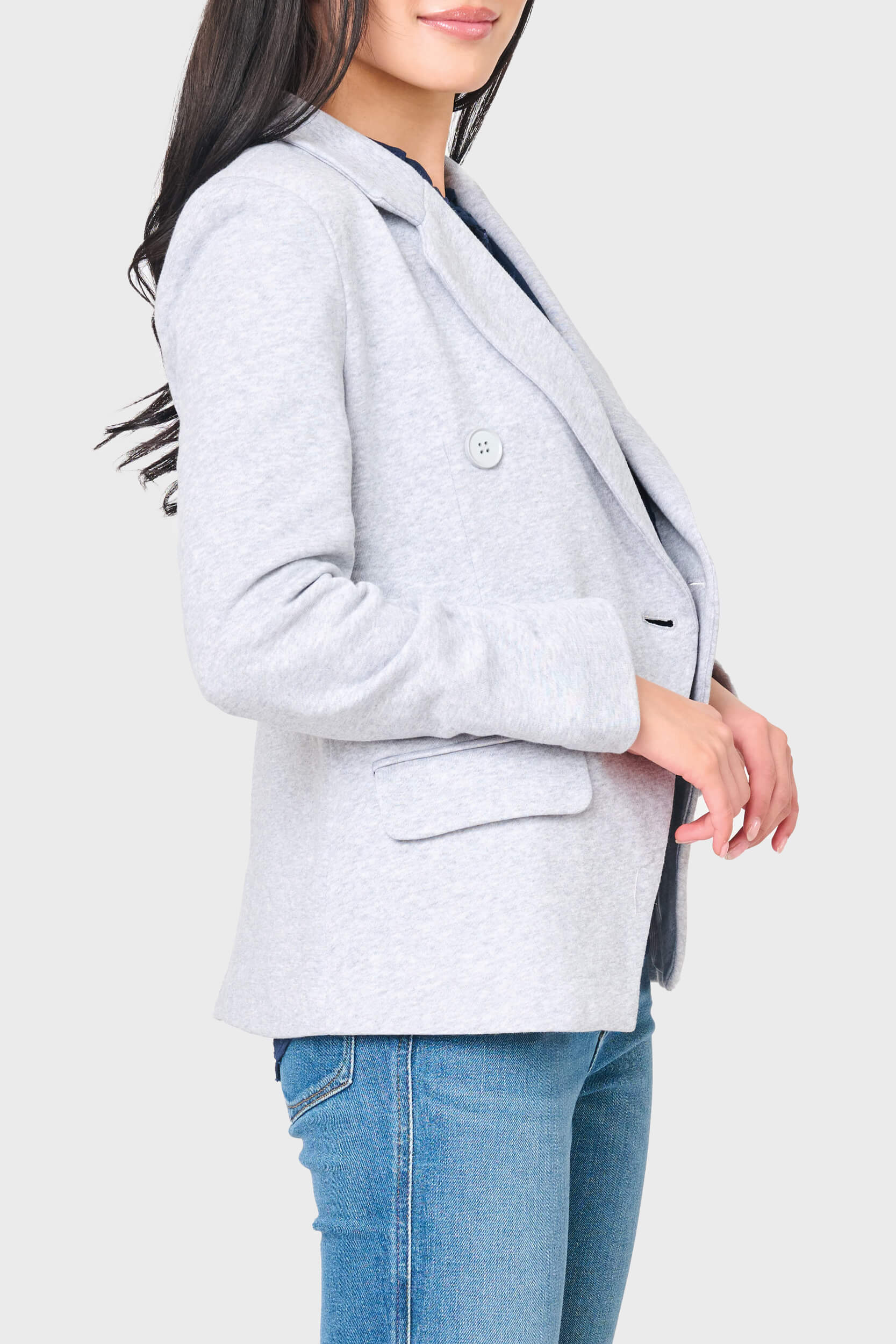 Double Breasted Blazer In Heather Grey