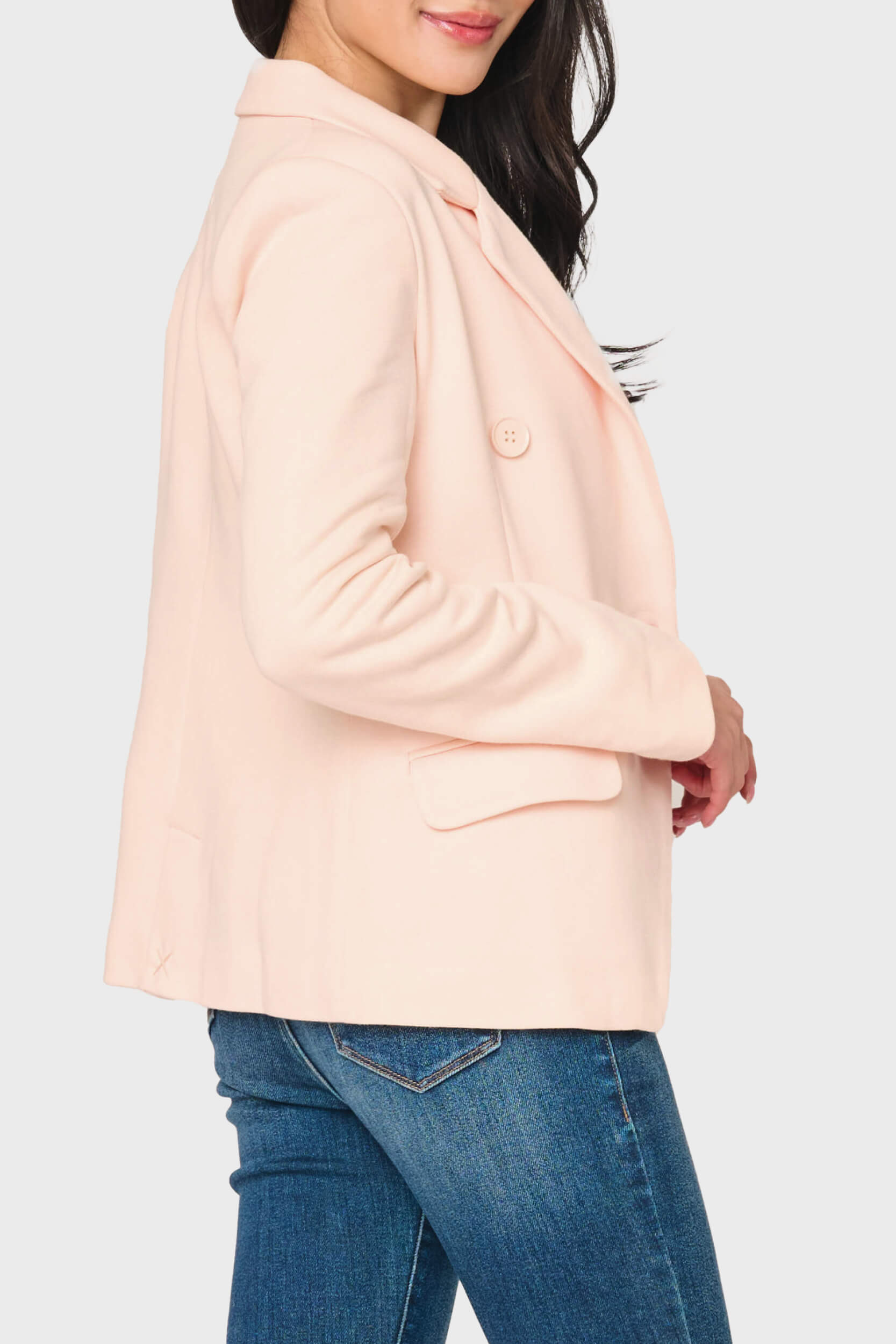 Double Breasted Blazer In Pearl Blush