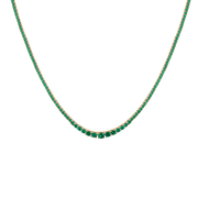 Lab Grown Green Emerald Modern Graduated Tennis Necklace