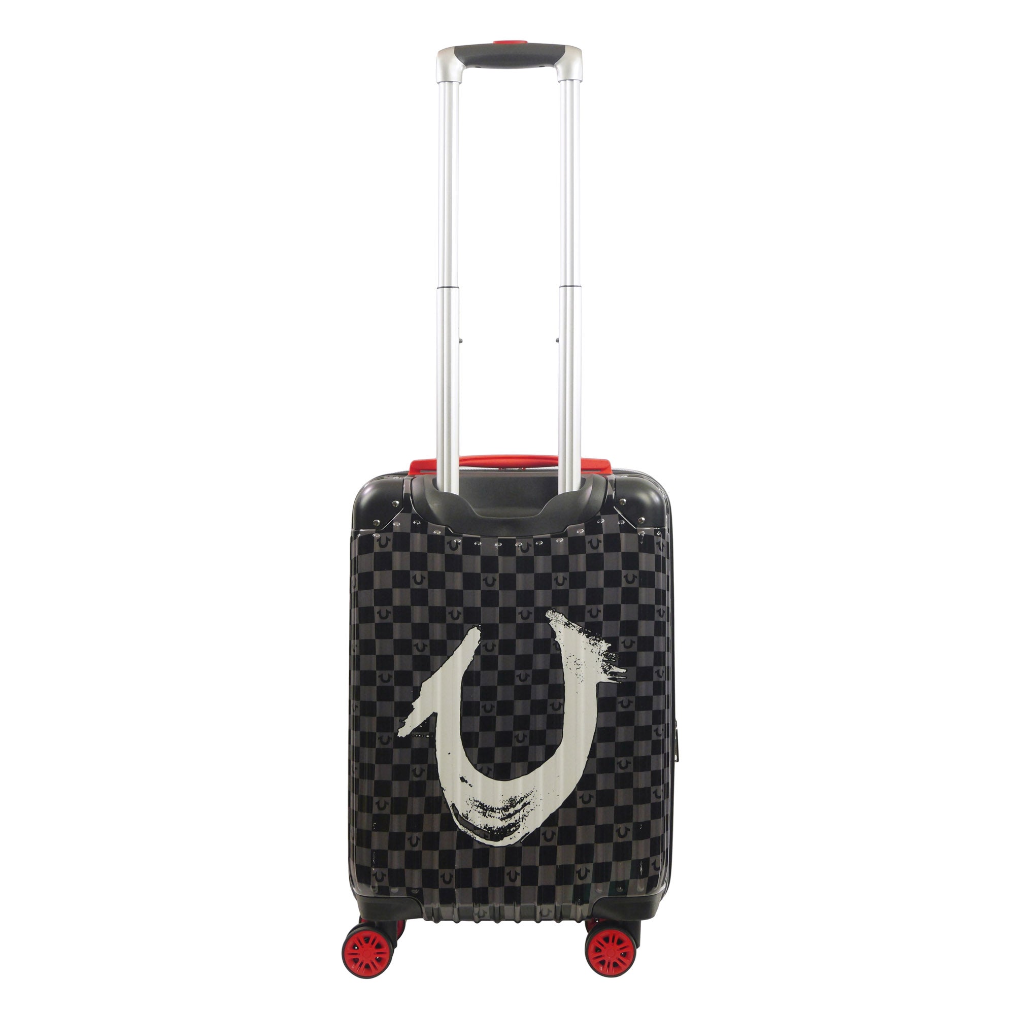 True Religion 22.5" Hardcase Checkered carry-on with big logo, BLACK