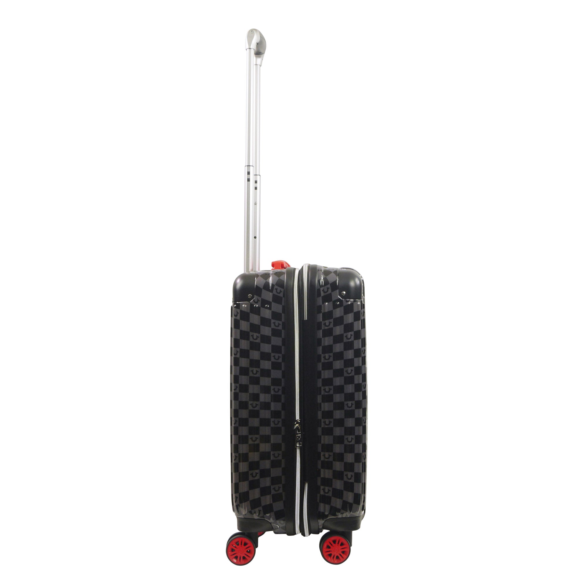 True Religion 22.5" Hardcase Checkered carry-on with big logo, BLACK