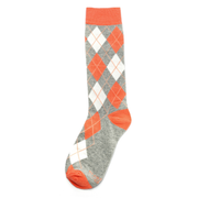 Coral And Grey Argyle Socks