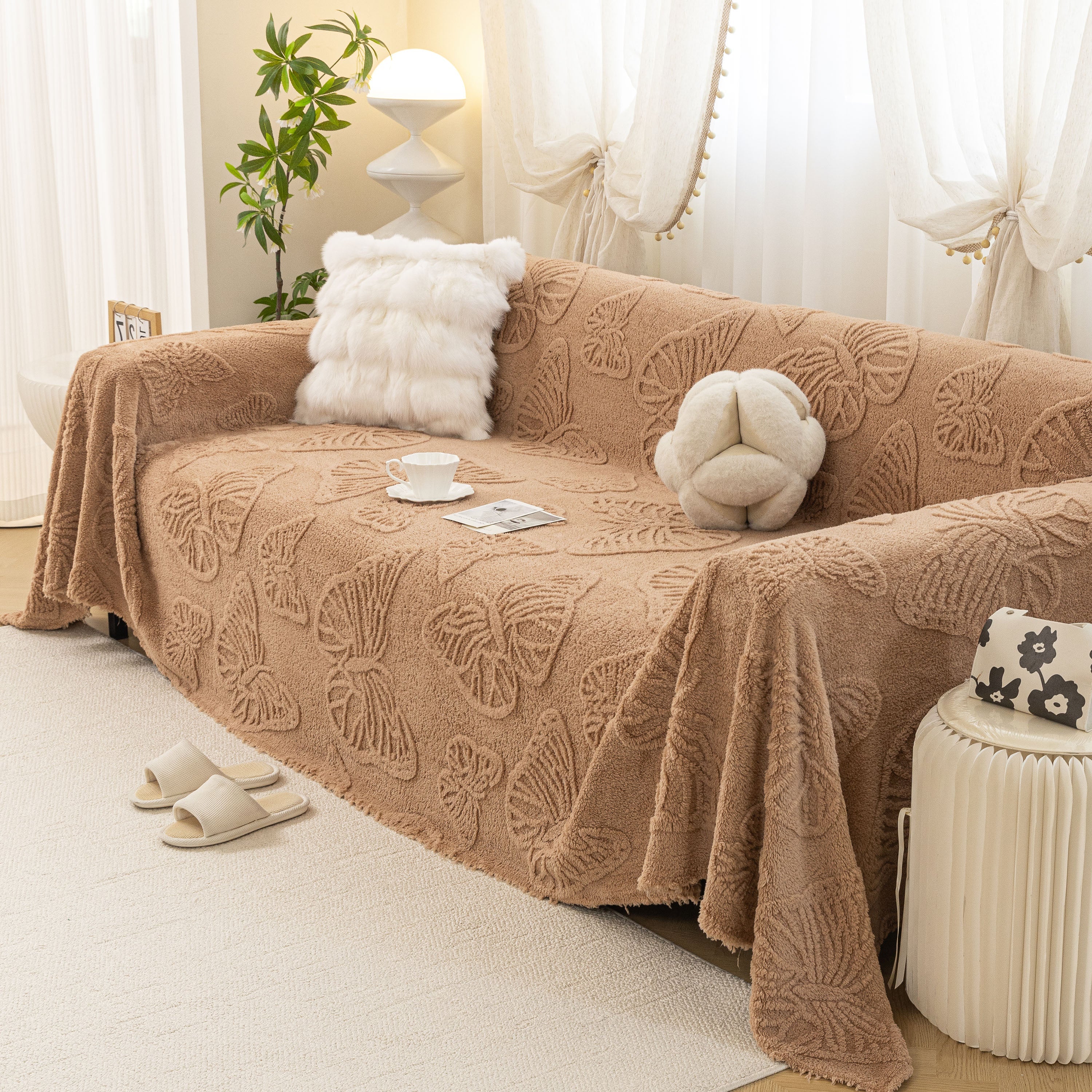 Luxury 3d Butterfly Jacquard Sofa Throw Blanket, Ultra-soft Plush Fleece Couch Cover