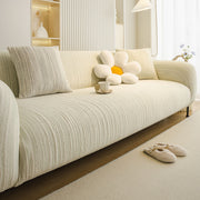 Ribbed Washable Sofa Cover, High Stretch Striped Couch Slipcover With Tie Straps