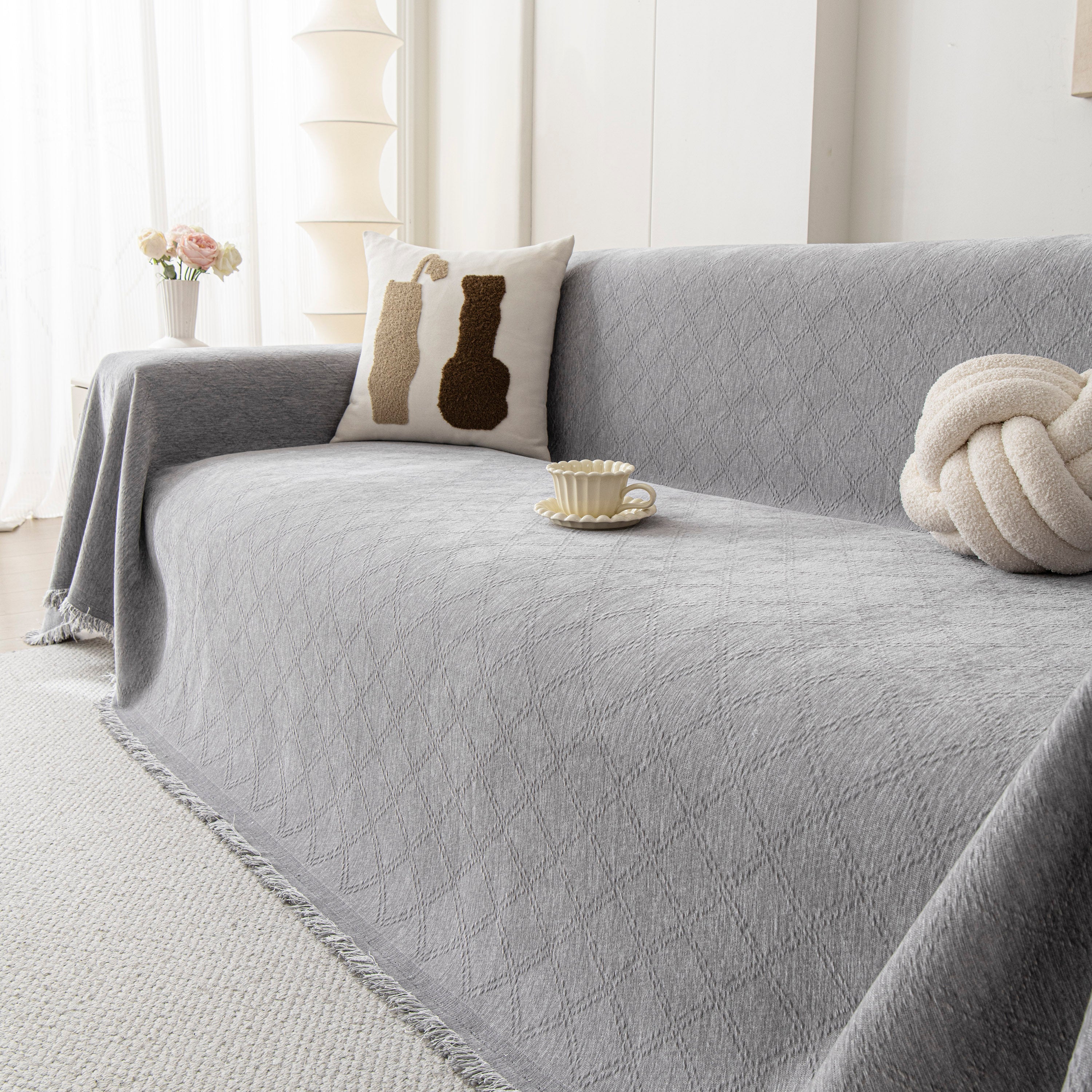 Soft Textured Couch Cover Slipcover Blanket, Modern Couch Covers For Dogs Washable