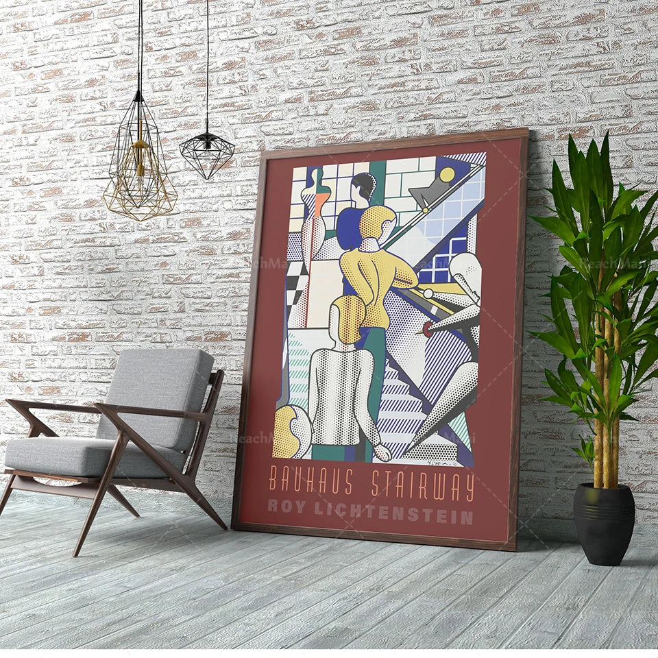 Bauhaus Stairs Canvas Print | Retro School Poster For Living Room Decor