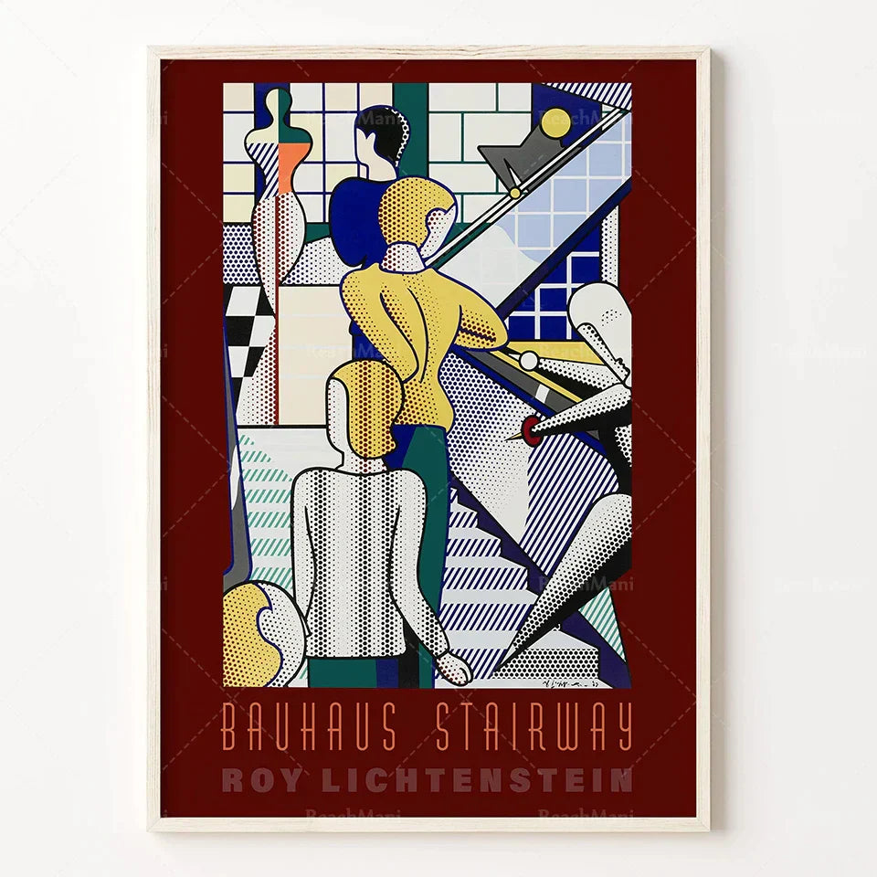 Bauhaus Stairs Canvas Print | Retro School Poster For Living Room Decor