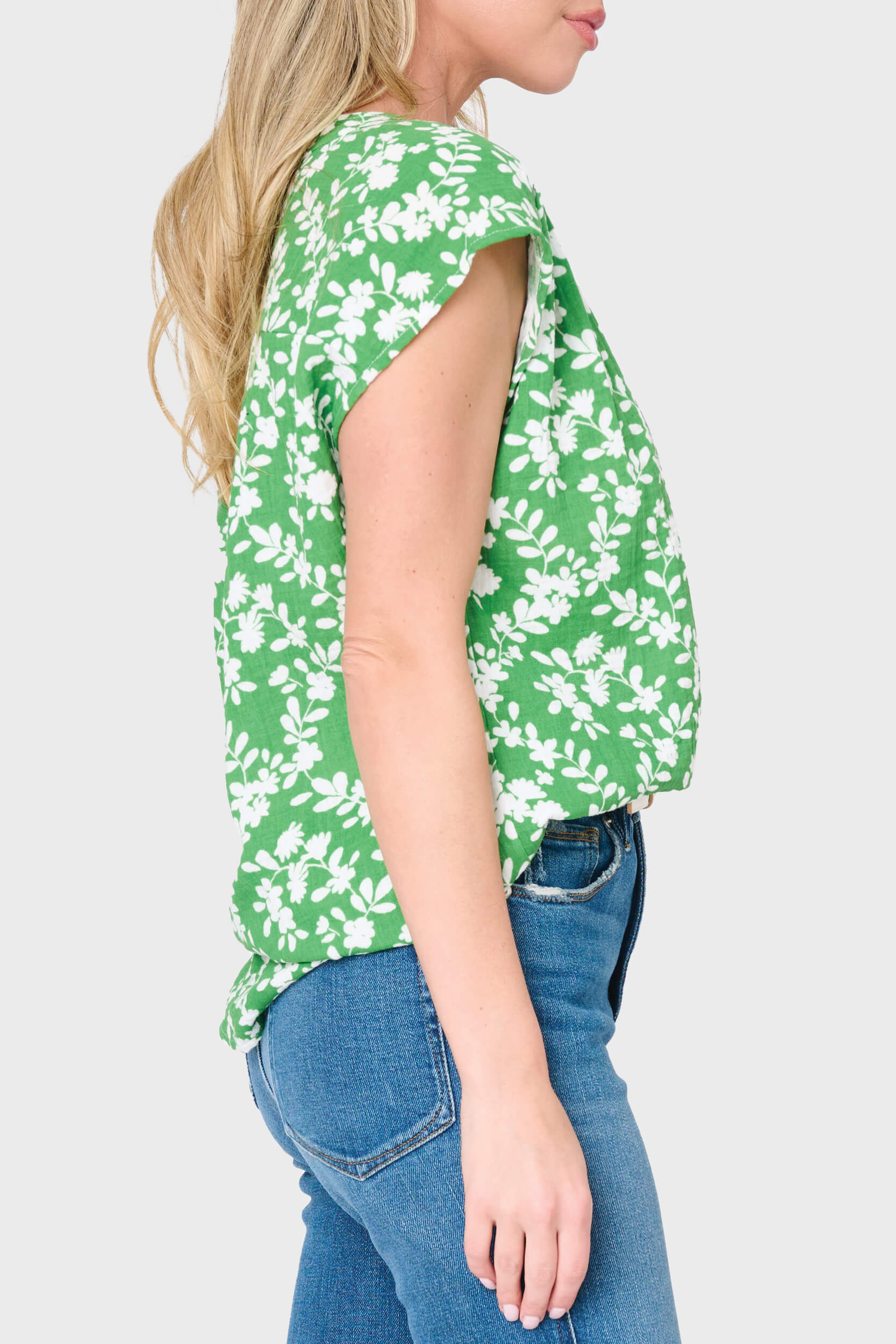 Cap Sleeve Notch Neck Blouse