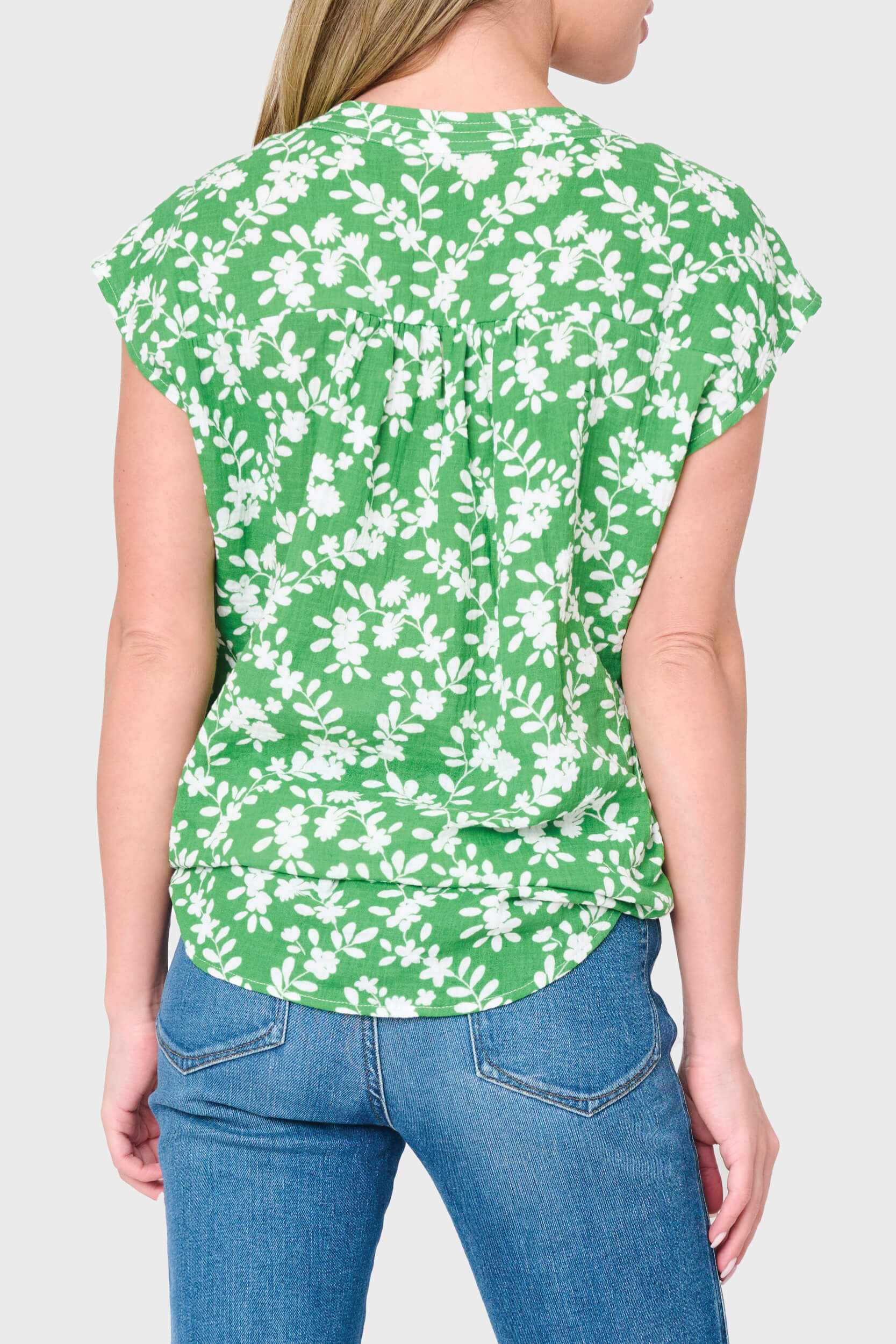 Cap Sleeve Notch Neck Blouse