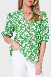 Meadow Puff Sleeve V-neck Gauze Top