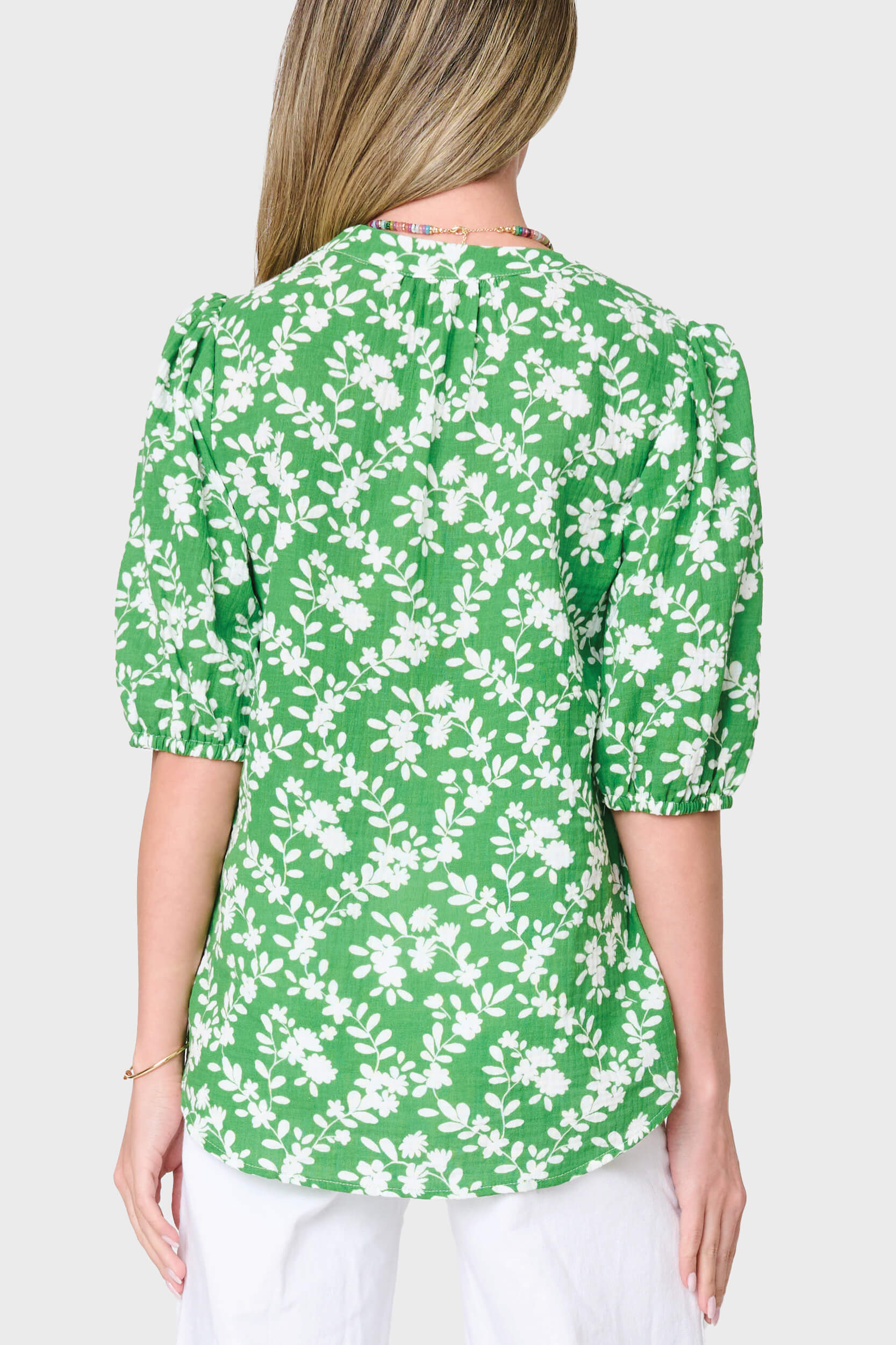Meadow Puff Sleeve V-neck Gauze Top