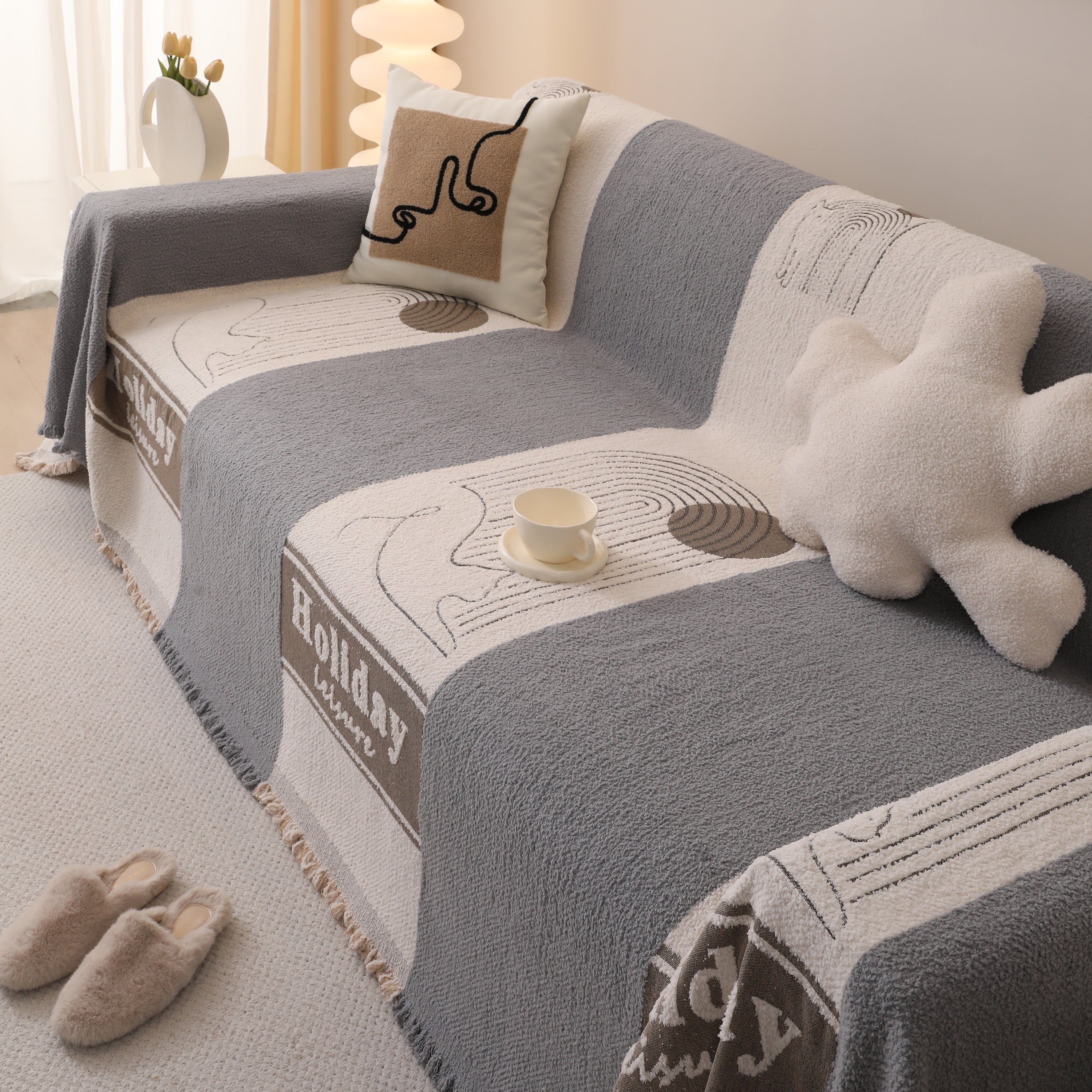Luxury Cozy Cotton Sofa Blanket Cover Furniture Slipcovers For Most Shape Sofas