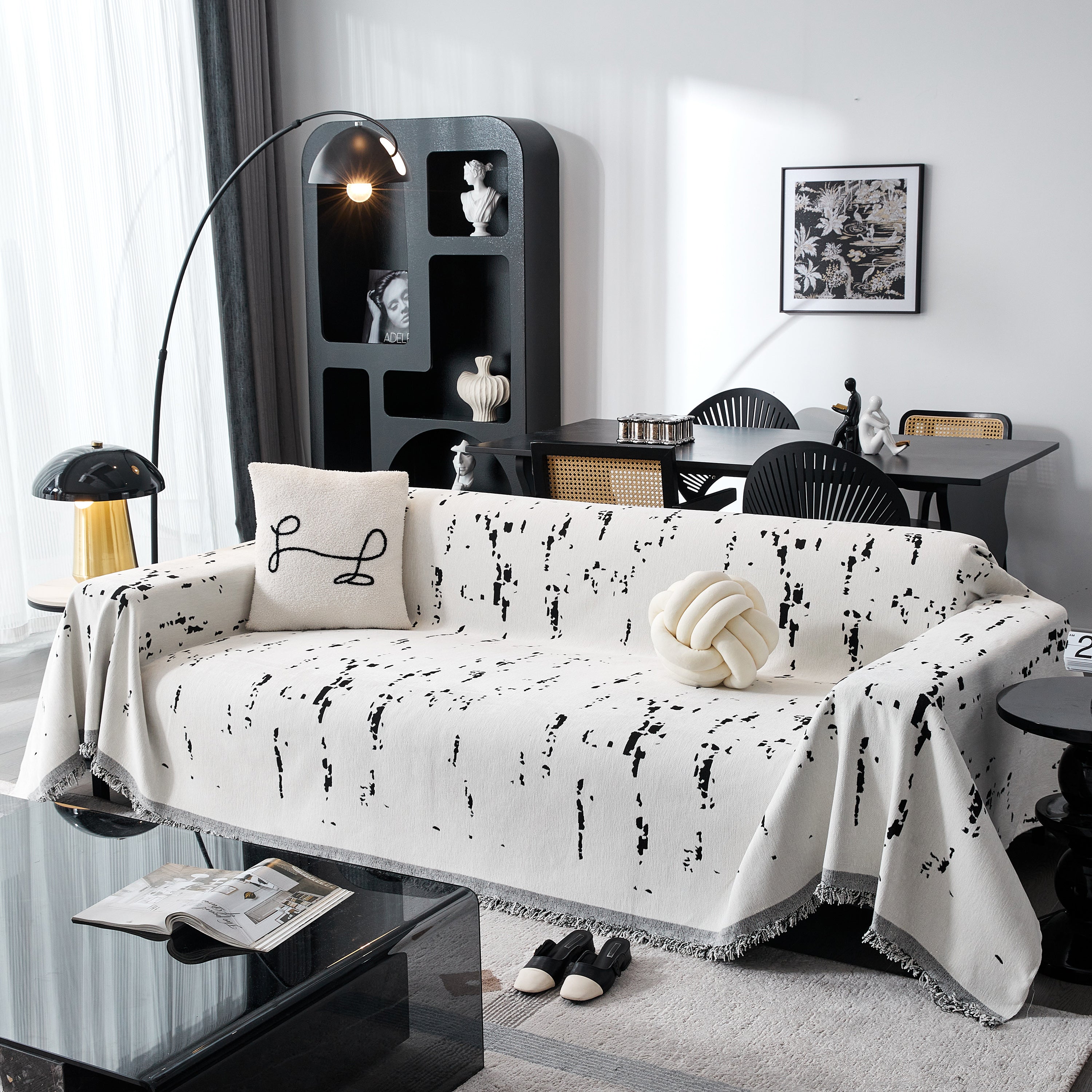 Couch Cover Reversible Chenille Sofa Slipcover For Sectional Multi-use Decorative Couch Protector