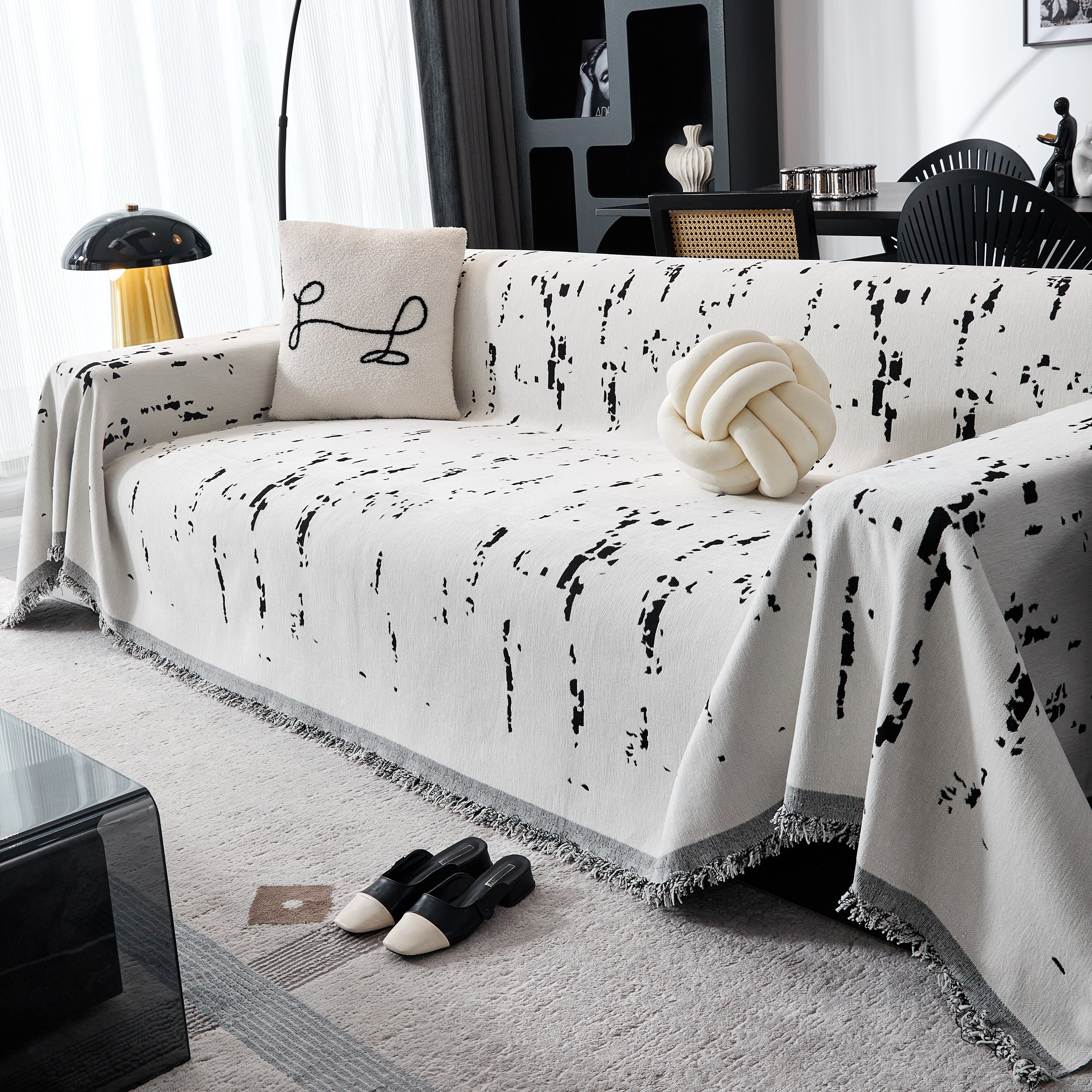 Couch Cover Reversible Chenille Sofa Slipcover For Sectional Multi-use Decorative Couch Protector
