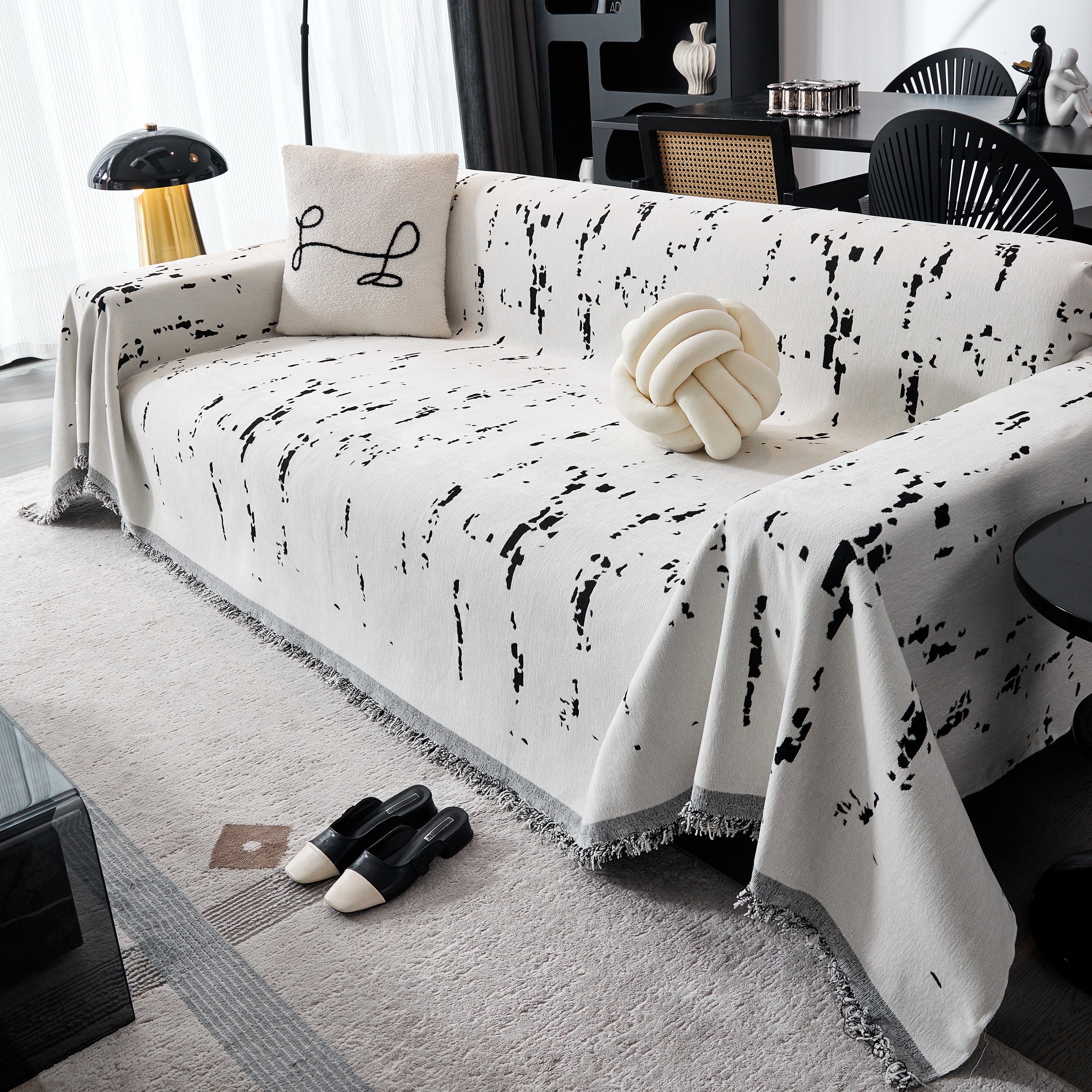 Couch Cover Reversible Chenille Sofa Slipcover For Sectional Multi-use Decorative Couch Protector
