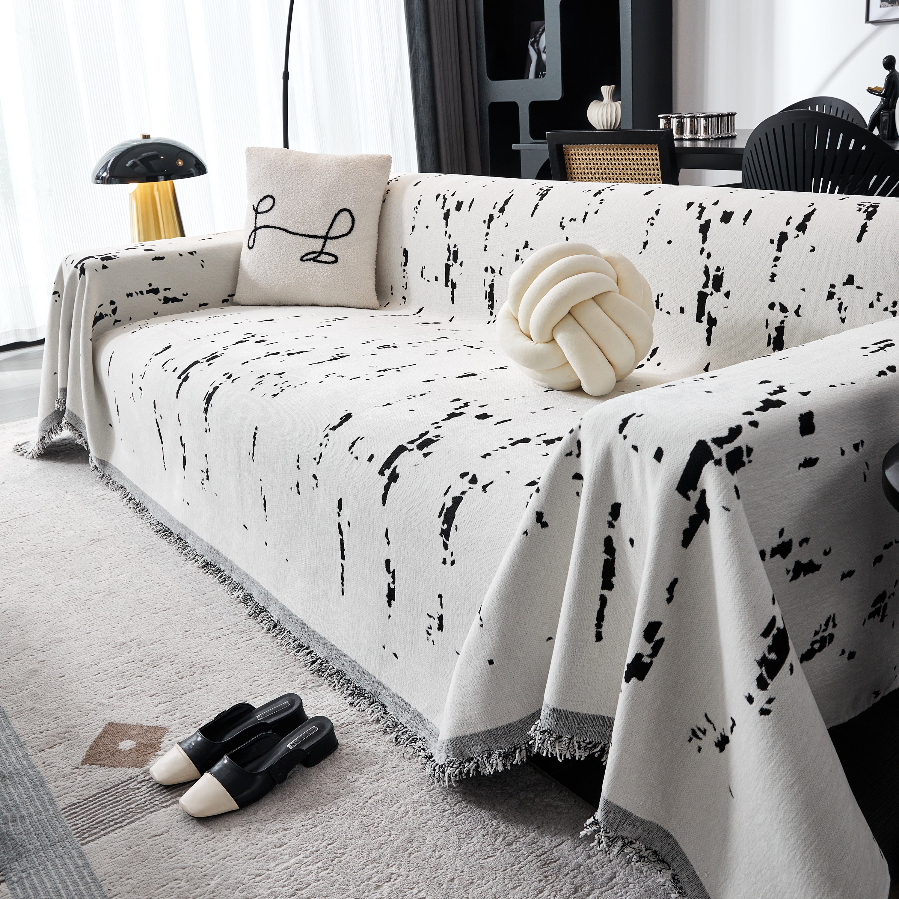 Couch Cover Reversible Chenille Sofa Slipcover For Sectional Multi-use Decorative Couch Protector