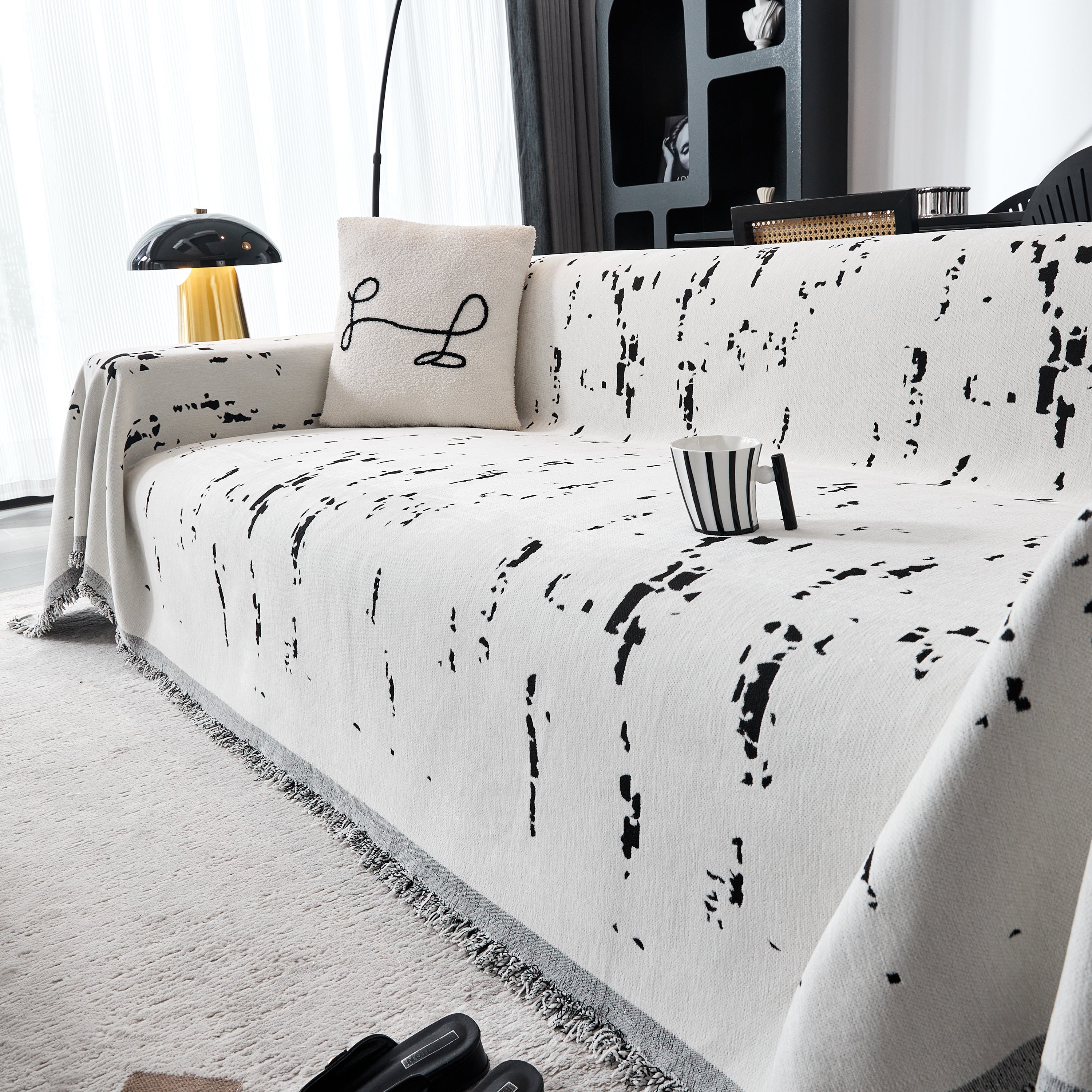 Couch Cover Reversible Chenille Sofa Slipcover For Sectional Multi-use Decorative Couch Protector