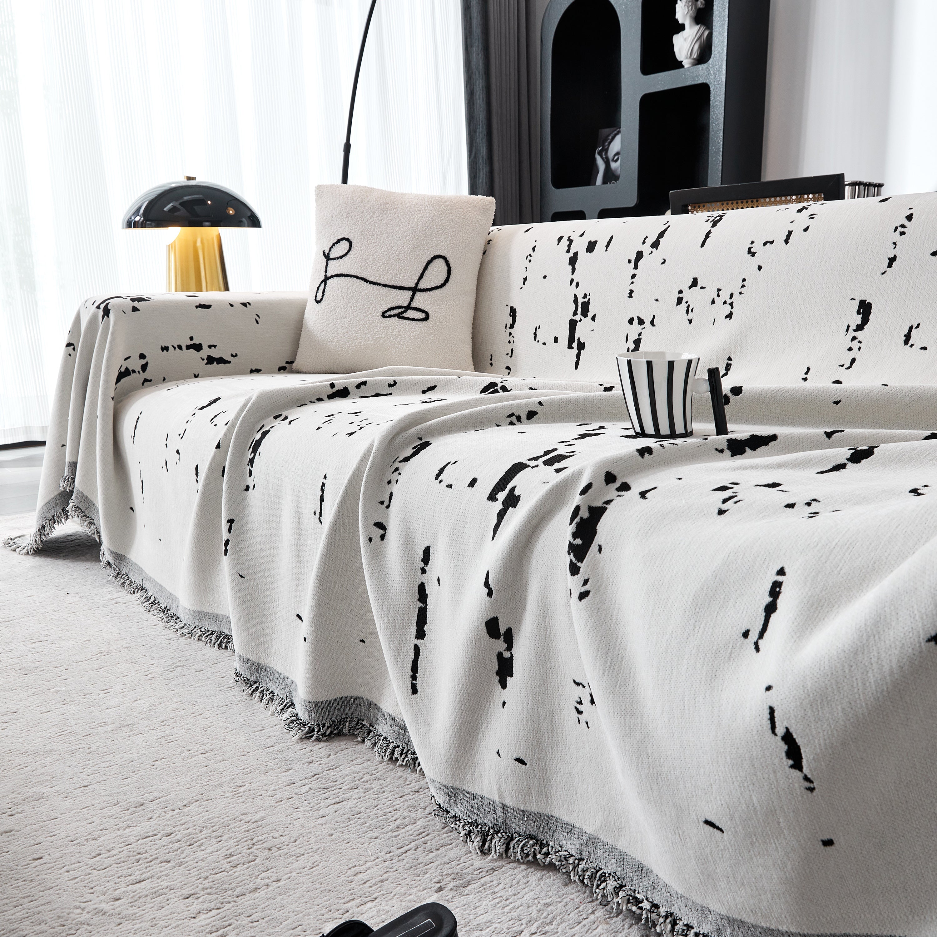 Couch Cover Reversible Chenille Sofa Slipcover For Sectional Multi-use Decorative Couch Protector
