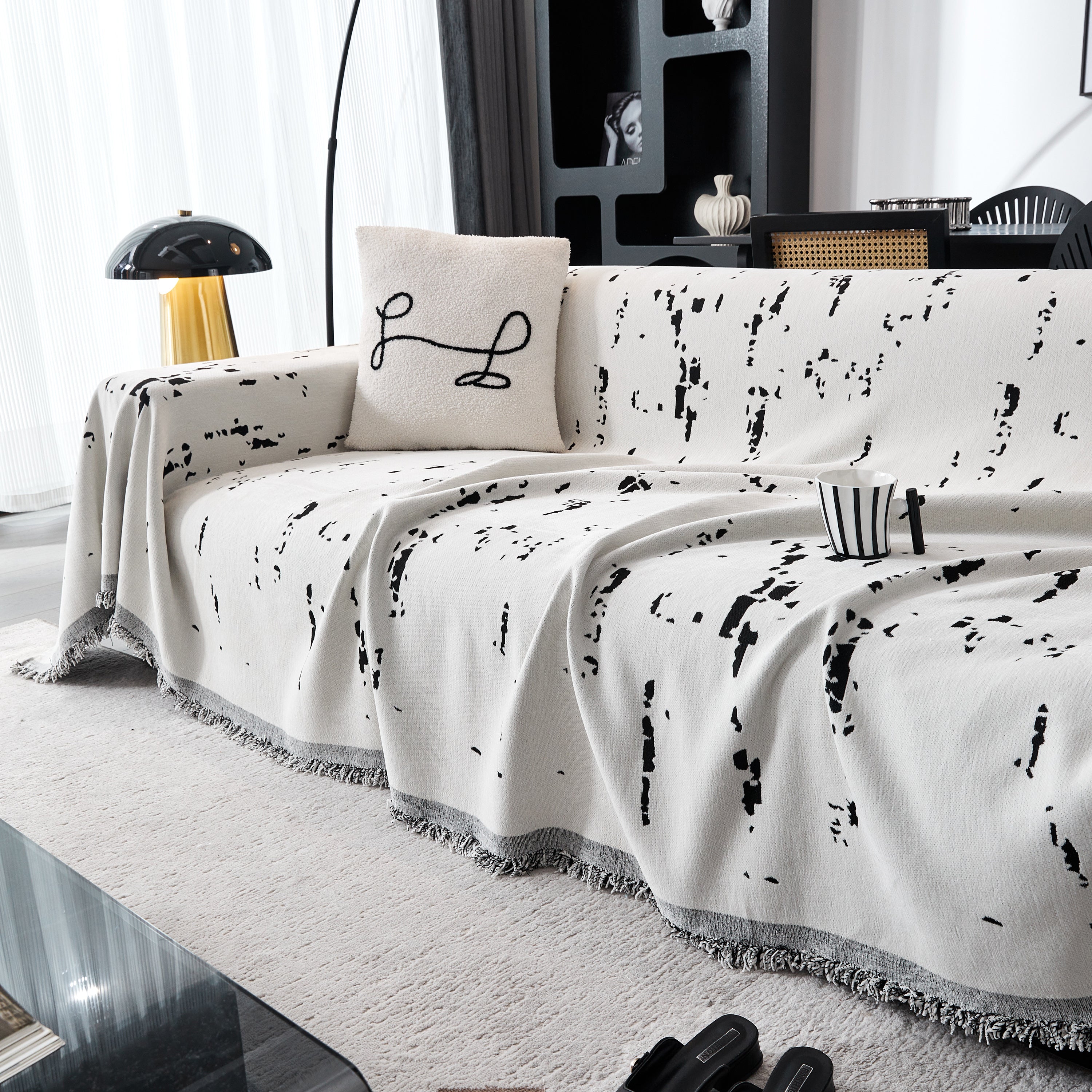 Couch Cover Reversible Chenille Sofa Slipcover For Sectional Multi-use Decorative Couch Protector