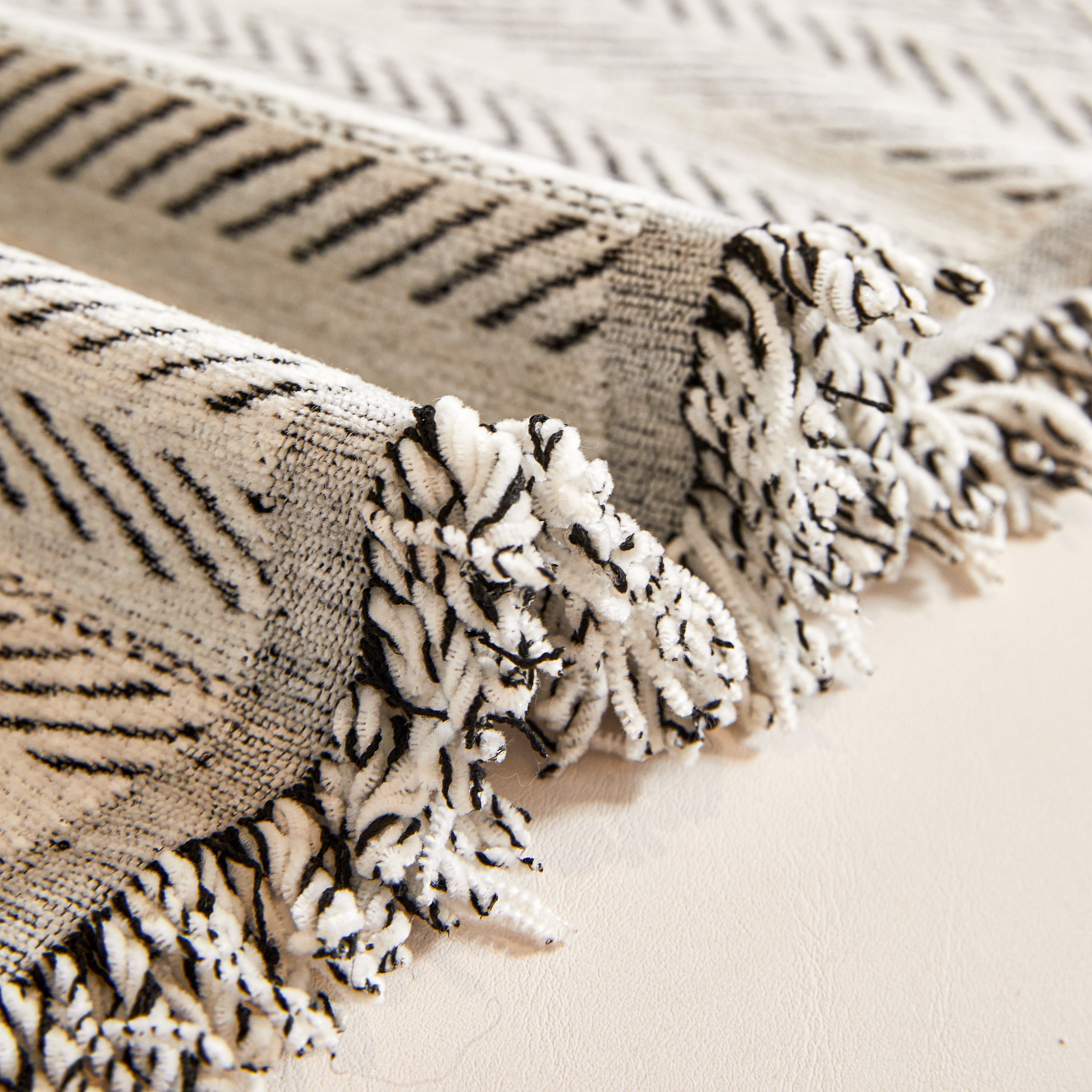 Herringbone Chenille Couch Cover Blanket Soft Durable Throw Sofa Protector With Tassel