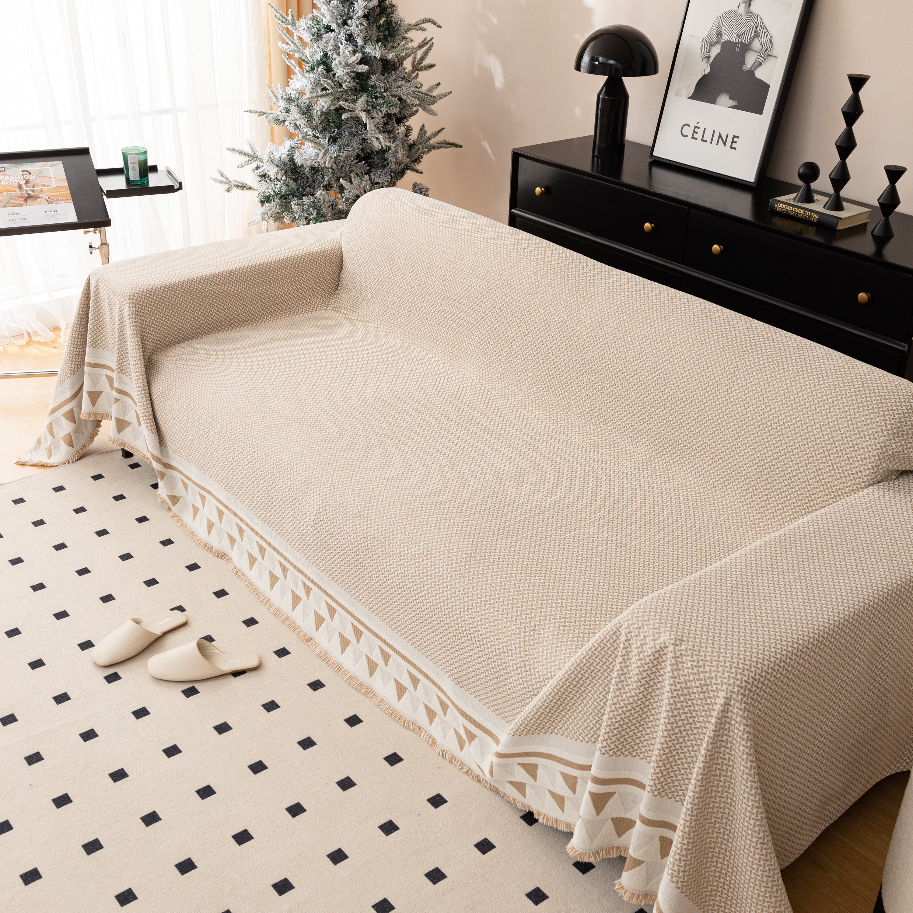 Chenille Jacquard Sofa Throw Blanket Cover Soft Polyester Weave Couch Throw Cover For Pets Dog Kids