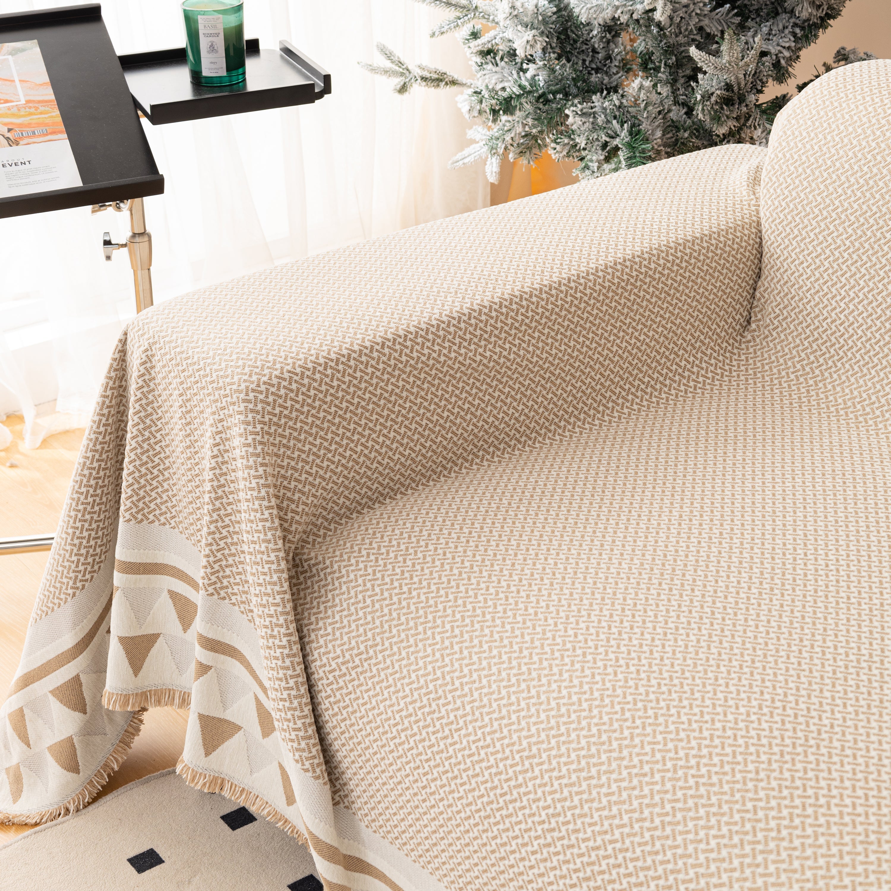 Chenille Jacquard Sofa Throw Blanket Cover Soft Polyester Weave Couch Throw Cover For Pets Dog Kids