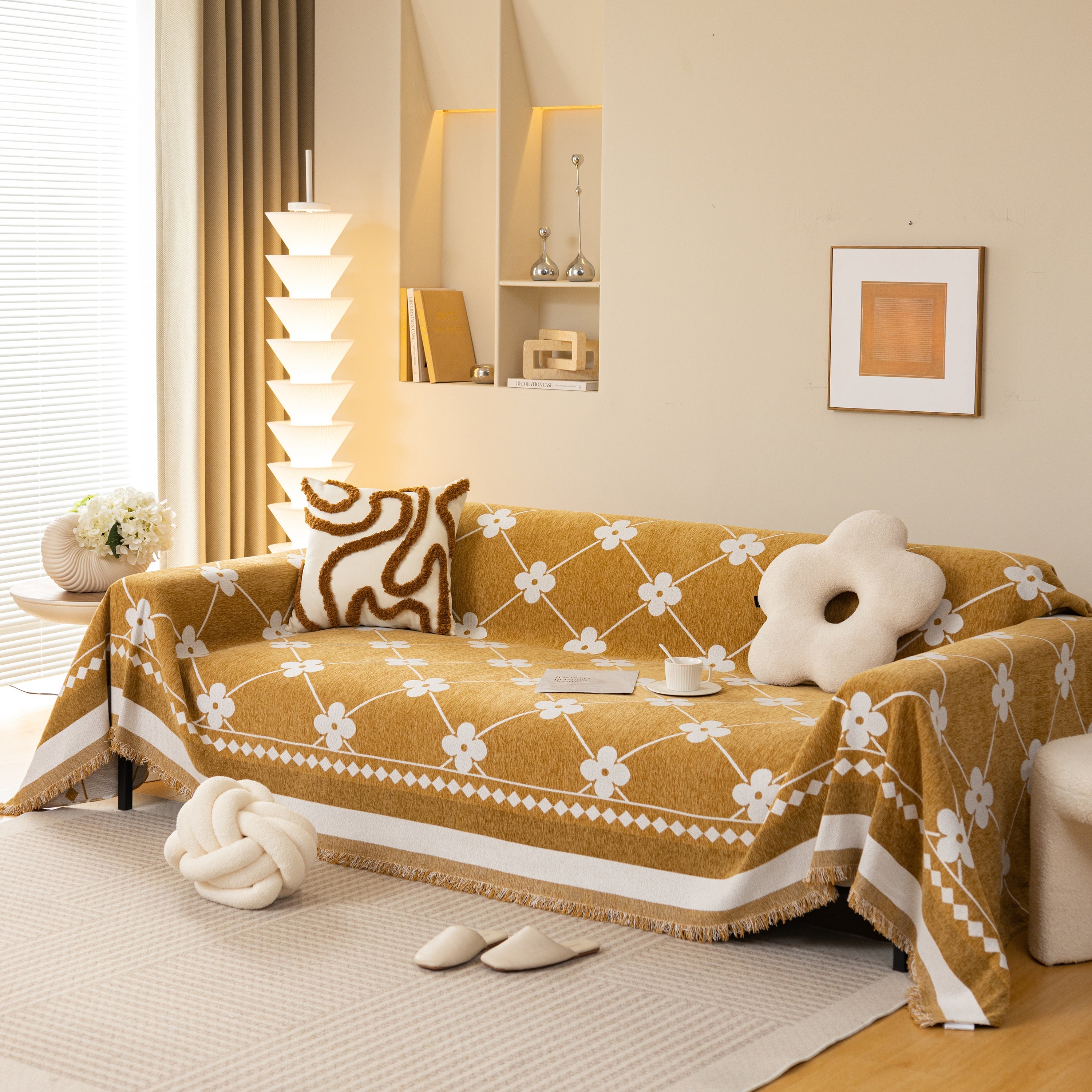 Comfy Four-leaf Clover Hope Faith Love Luck Blanket For Couch, Chenille Scratch Proof Sofa Blanket Covers