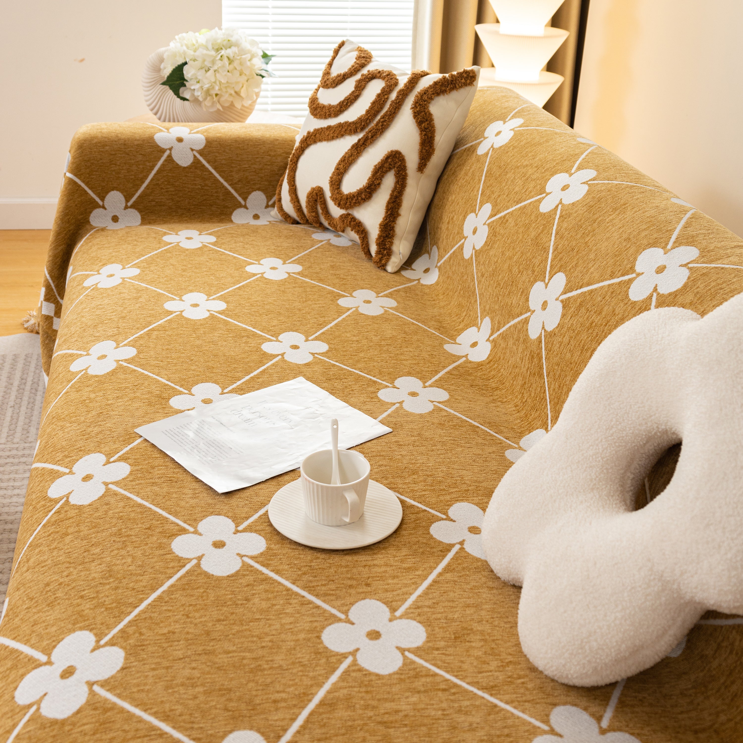 Comfy Four-leaf Clover Hope Faith Love Luck Blanket For Couch, Chenille Scratch Proof Sofa Blanket Covers