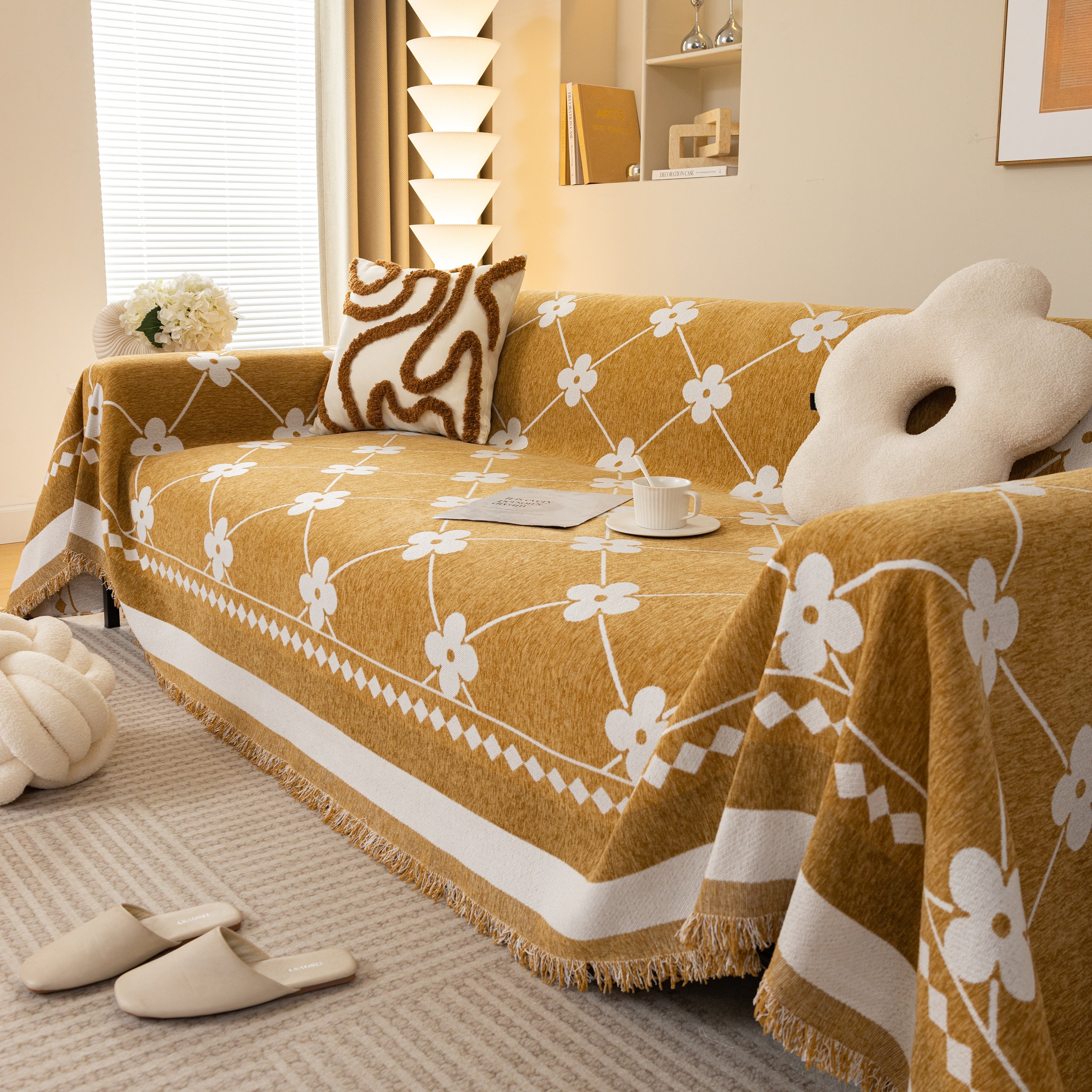 Comfy Four-leaf Clover Hope Faith Love Luck Blanket For Couch, Chenille Scratch Proof Sofa Blanket Covers
