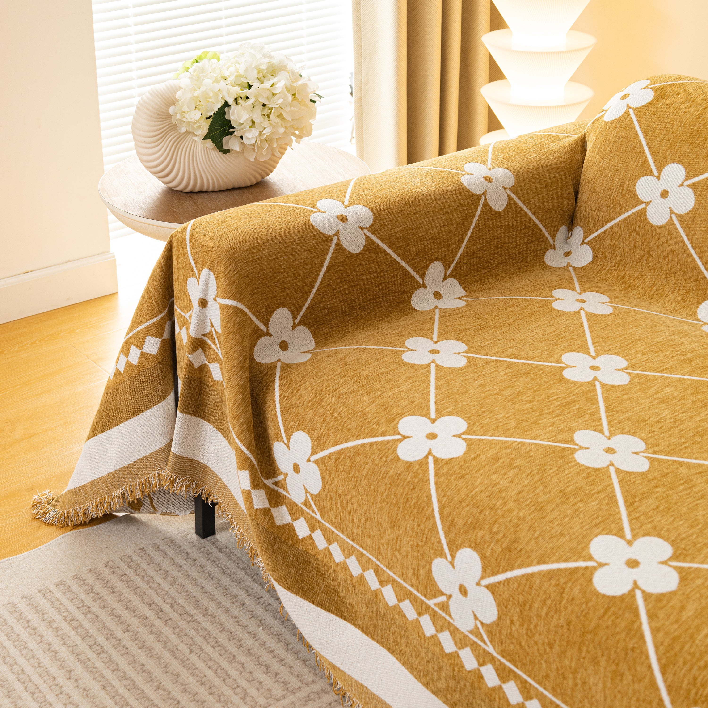 Comfy Four-leaf Clover Hope Faith Love Luck Blanket For Couch, Chenille Scratch Proof Sofa Blanket Covers