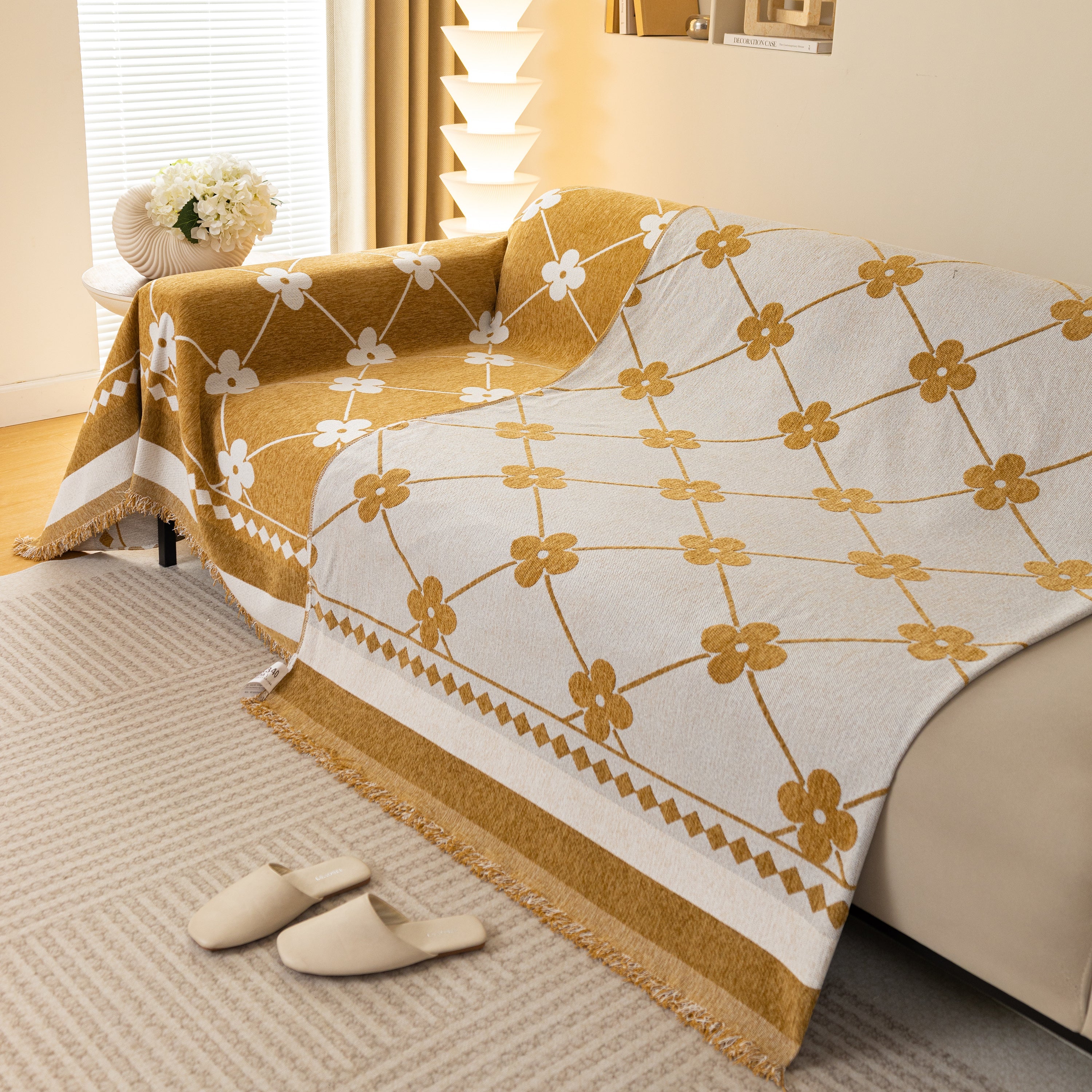 Comfy Four-leaf Clover Hope Faith Love Luck Blanket For Couch, Chenille Scratch Proof Sofa Blanket Covers