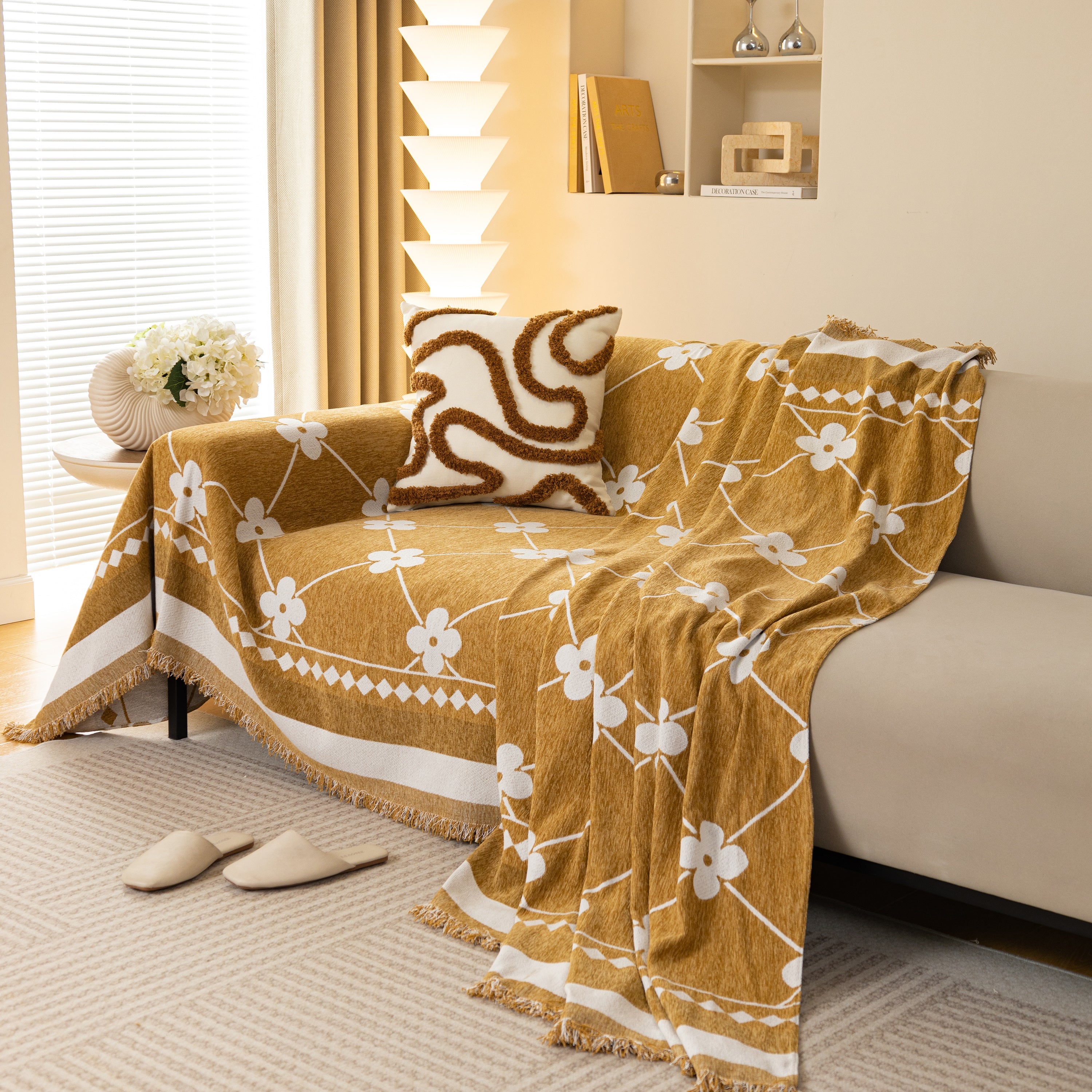 Comfy Four-leaf Clover Hope Faith Love Luck Blanket For Couch, Chenille Scratch Proof Sofa Blanket Covers