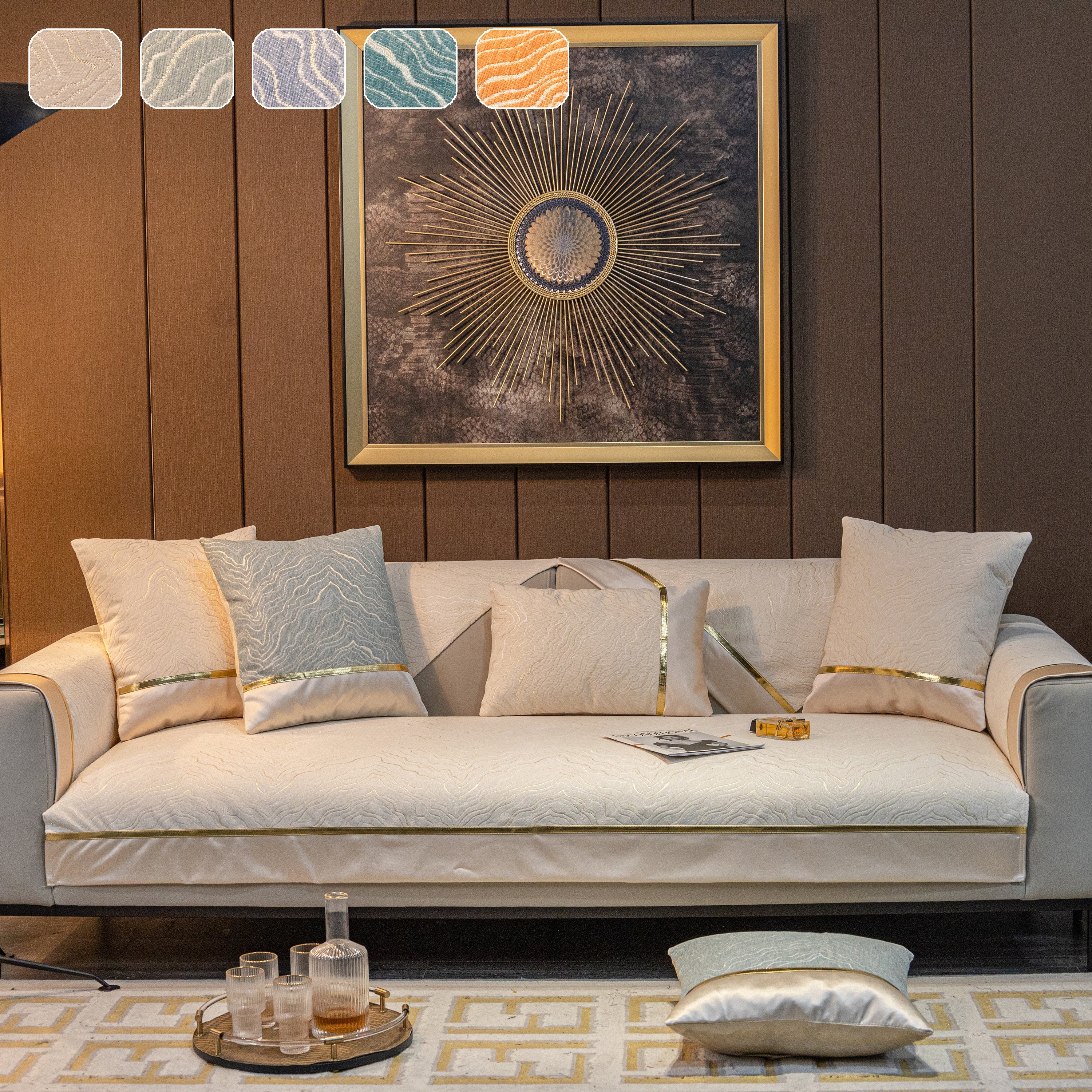 Chenille Non-slip Metal Texture Sofa Towel, Minimalist Sofa Couch Cover Sectional Couch Covers For Pets